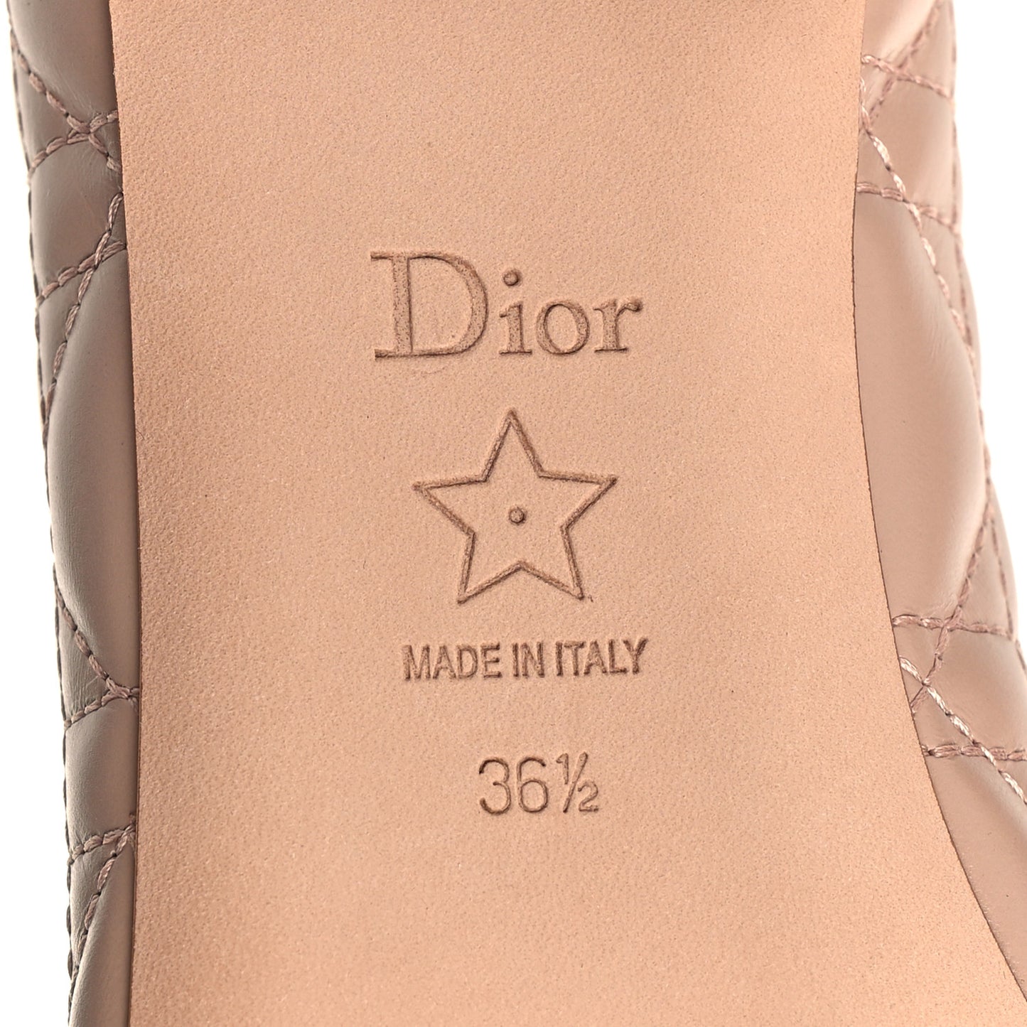 Calfskin Cannage Pearl Bow Ballet Flats 36 Nude