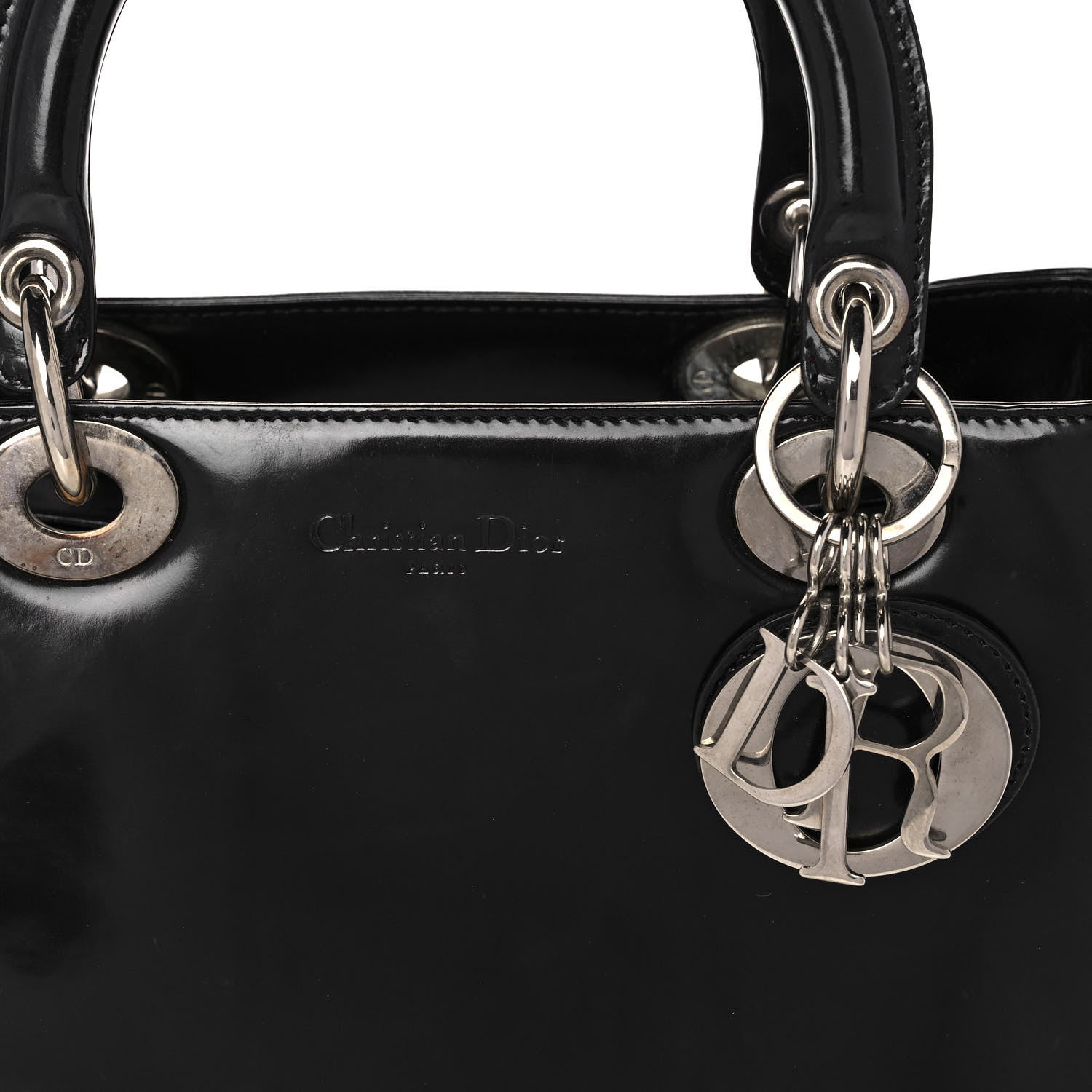 Christian Dior Glazed Calfskin Medium Lady Dior Black 8 of 18