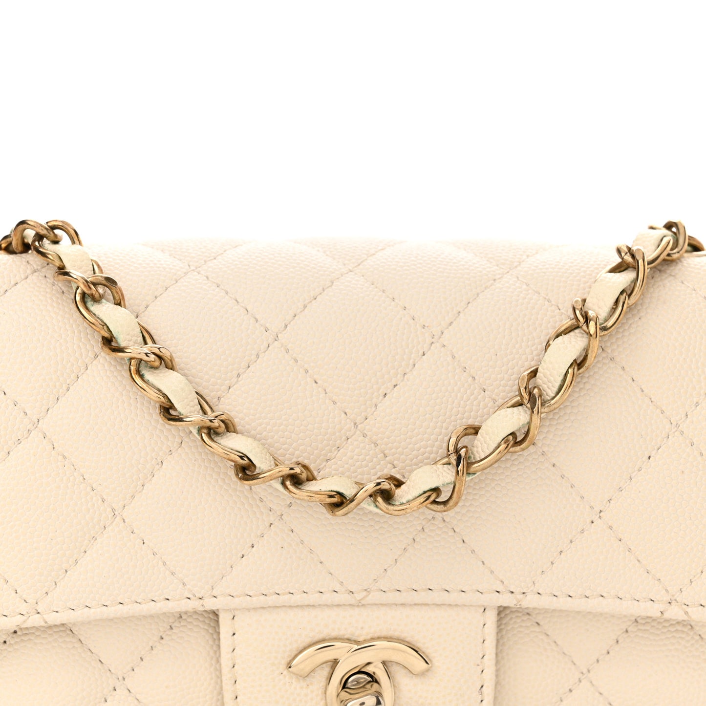 Caviar Quilted Mini Rectangular Flap White
