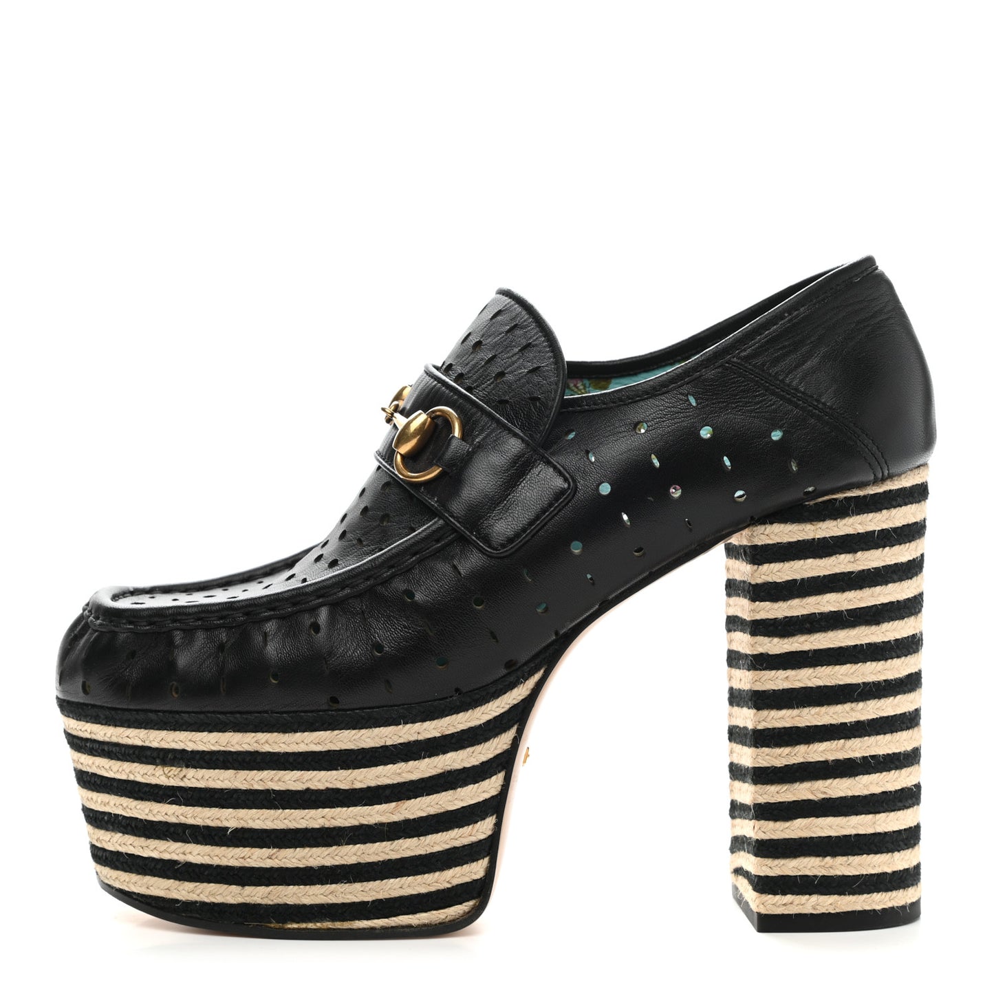 Calfskin Perforated Vegas Espadrille Platform Loafers 39 Black