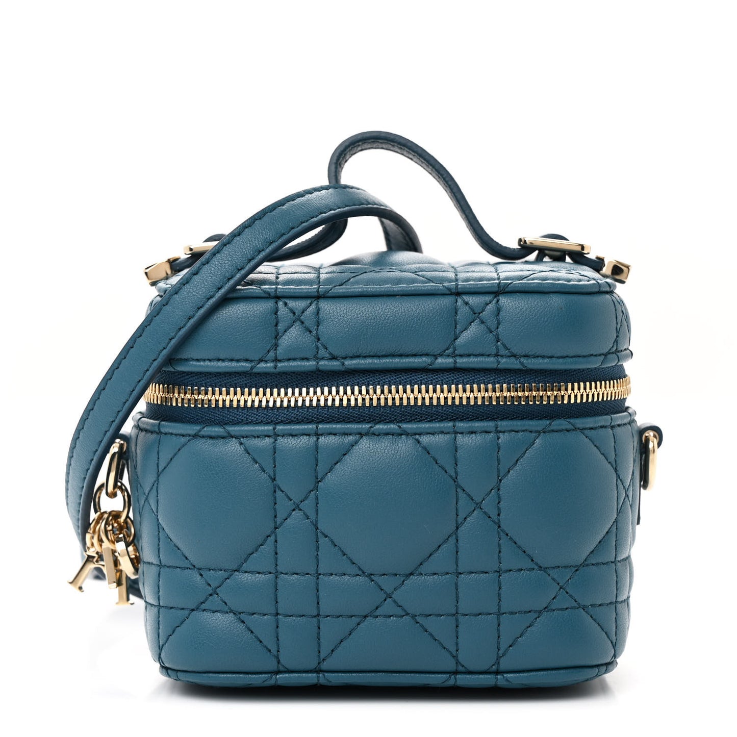Lambskin Cannage Micro Lady Dior Vanity Case Deep Ocean