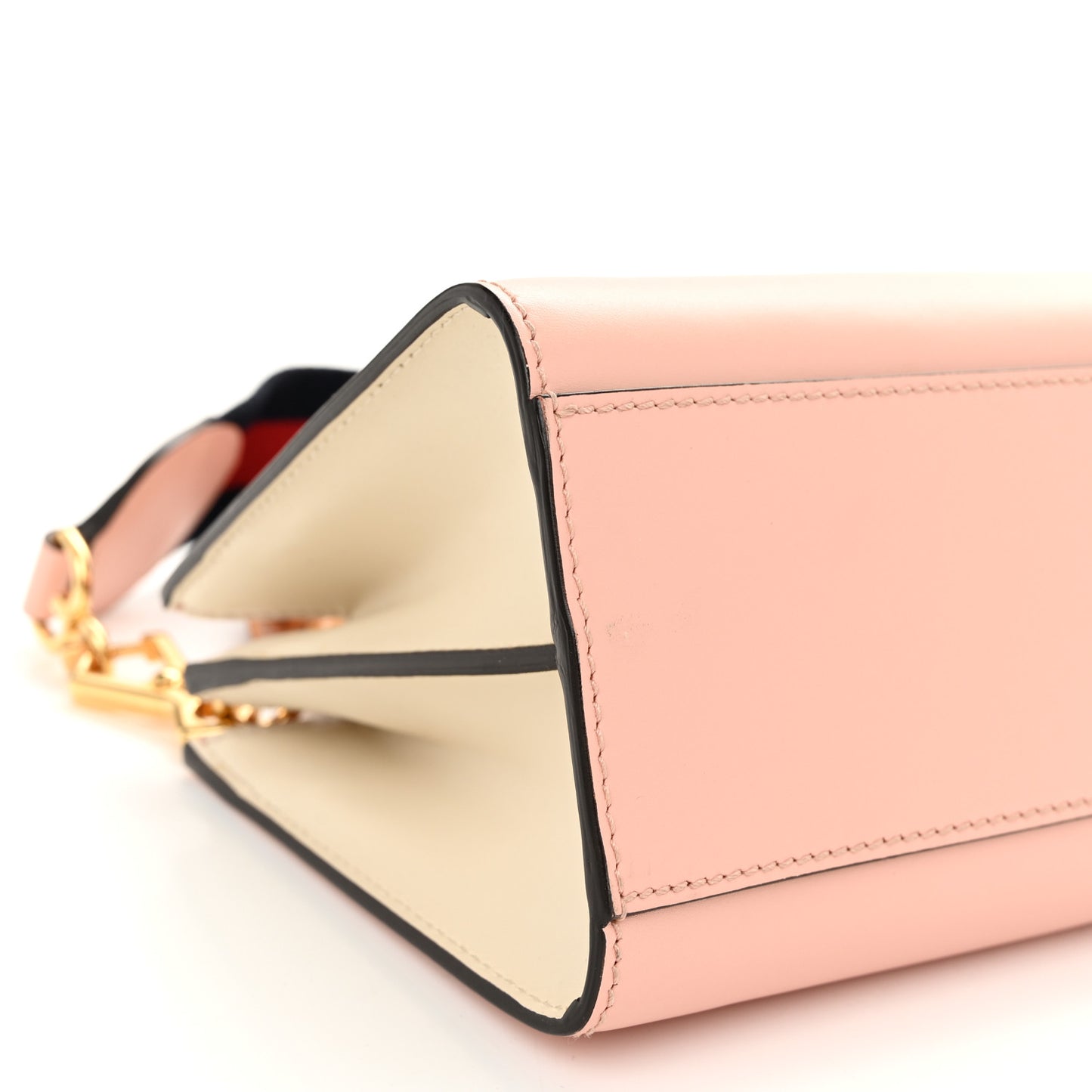 Nappa Bamboo Web Mini Nymphaea Top Handle Bag Perfect Pink Mystic White