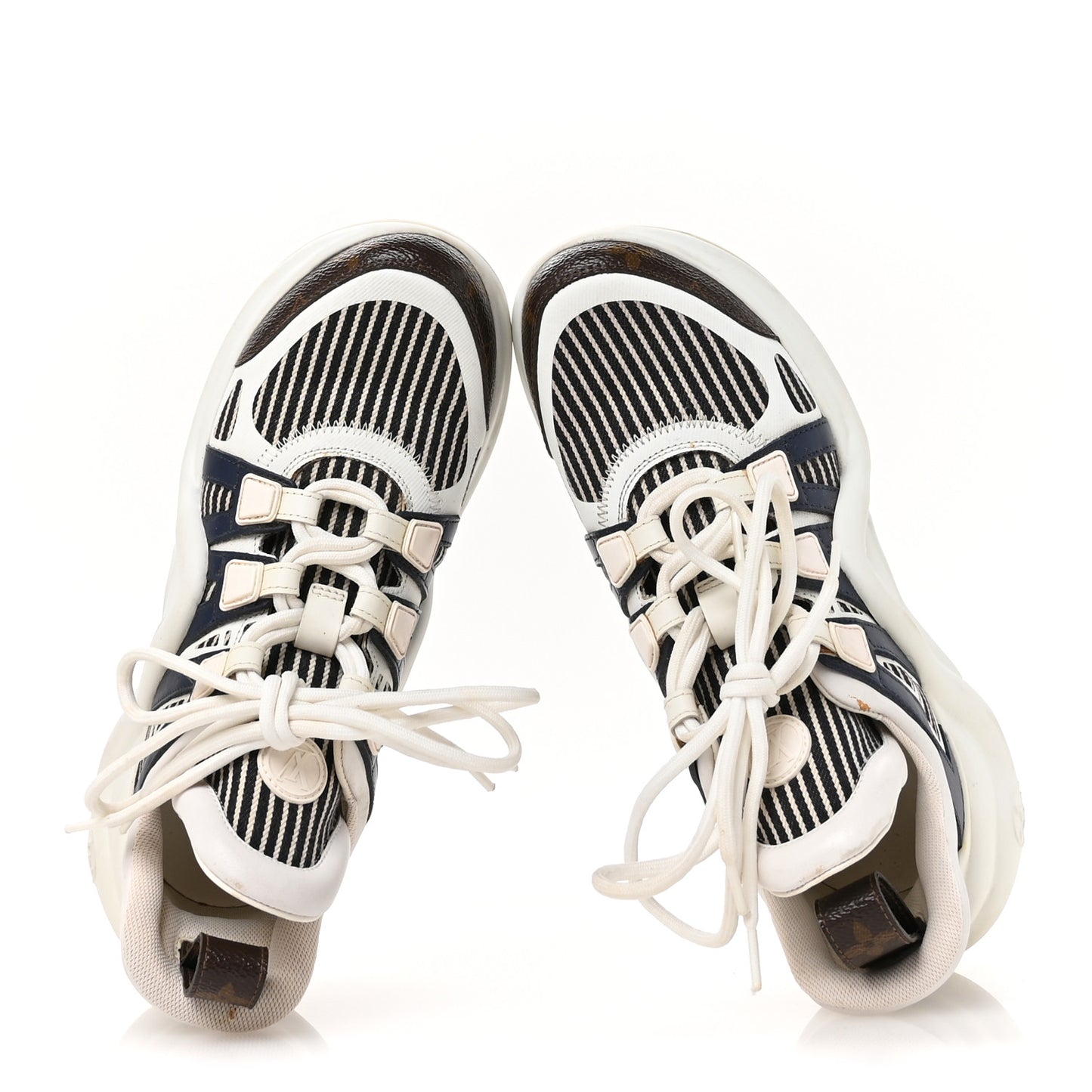 Patent Monogram Stripe LV Archlight Sneakers 36 White Blue