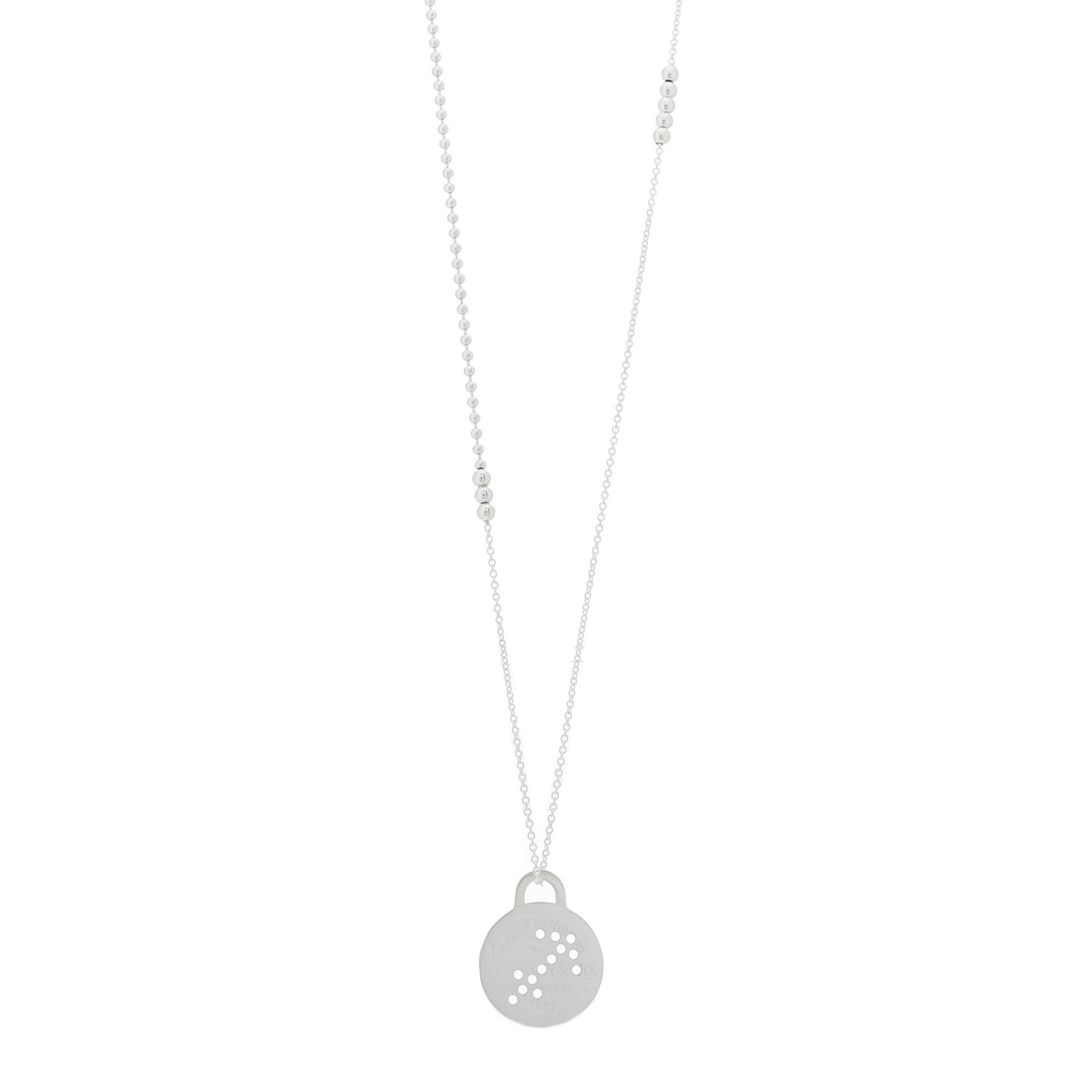 Sterling Silver Return to Tiffany Zodiac Sagittarius Round Tag Pendant Necklace