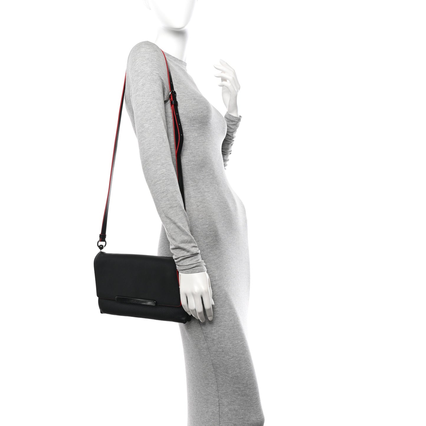 Calfskin Rougissime Flap Crossbody Clutch Black