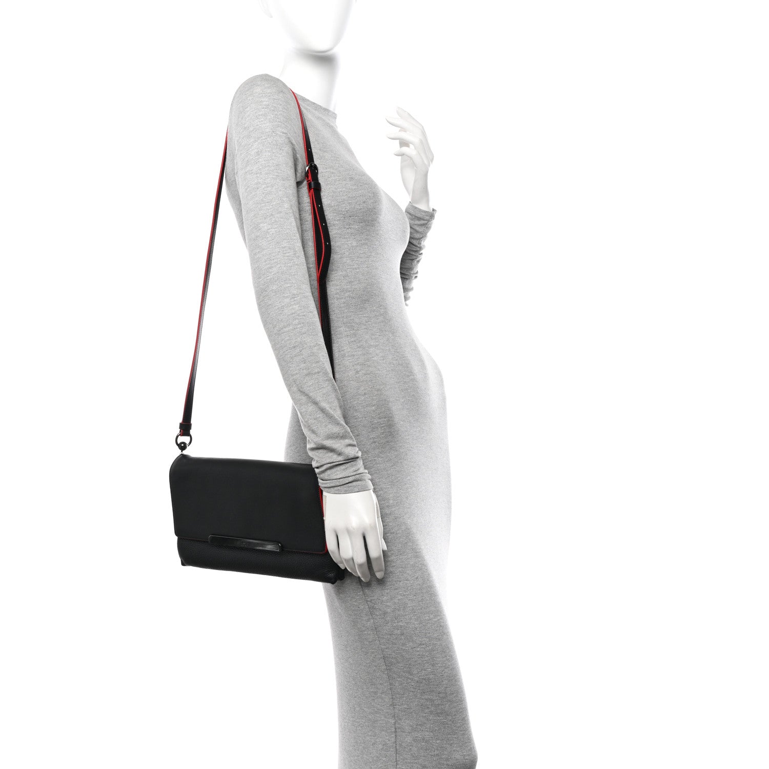 Christian Louboutin Calfskin Rougissime Flap Crossbody Clutch Black 2 of 12