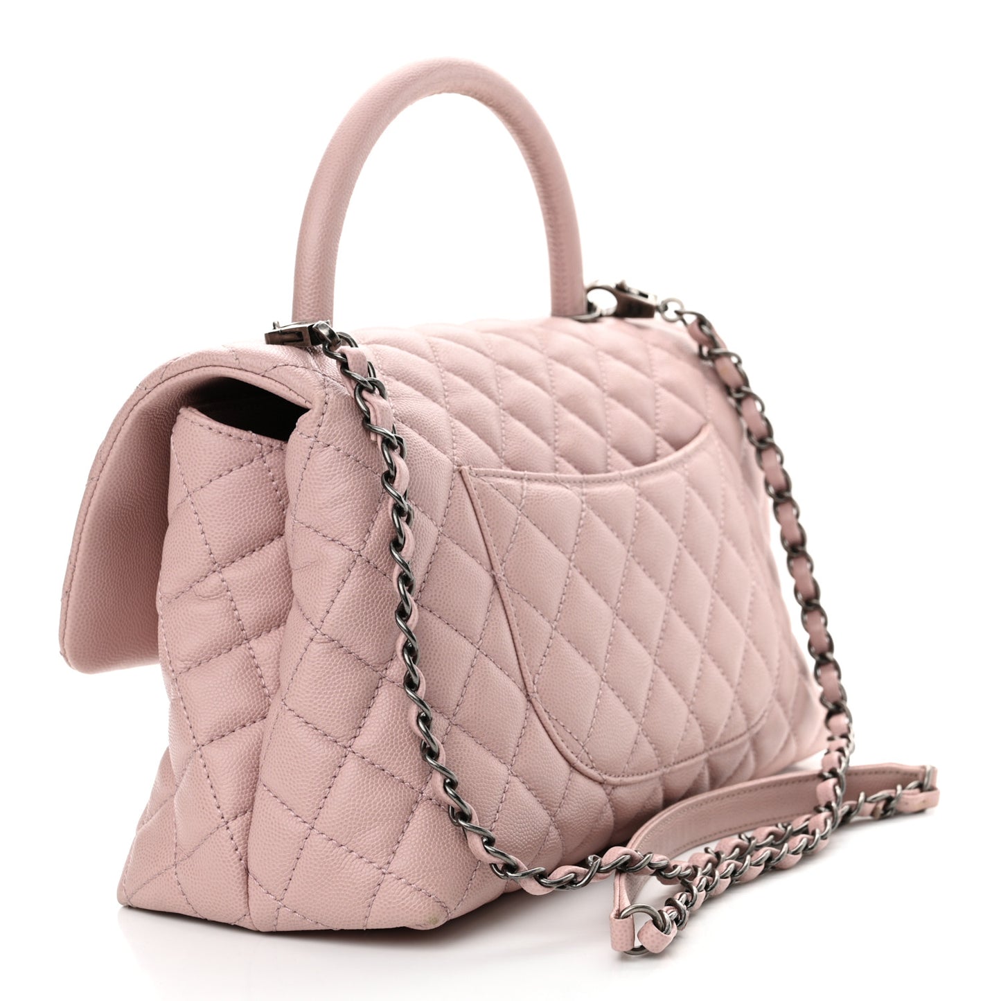 Caviar Quilted Small Coco Handle Flap Light Pink