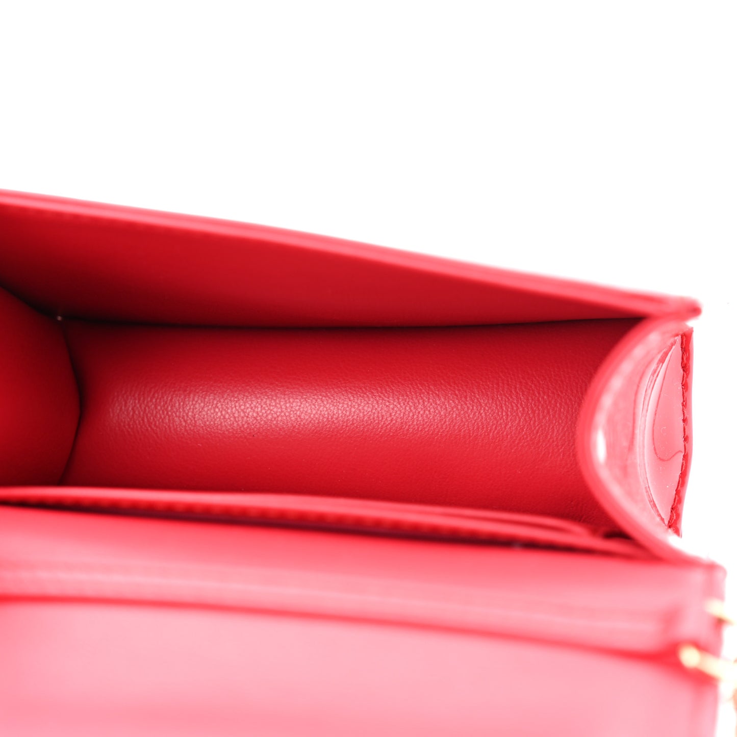 Patent Cannage Nano Lady Dior Pouch Red