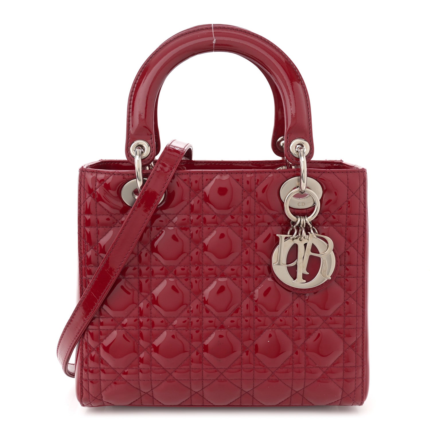 Christian Dior Patent Cannage Medium Lady Dior Red 1 of 13