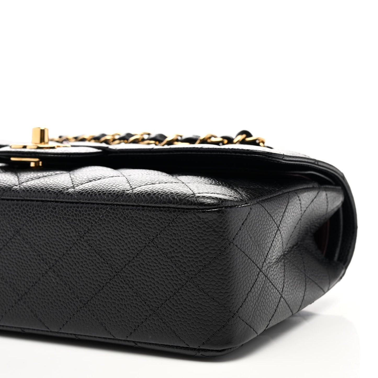 Caviar Quilted Medium Double Flap Black