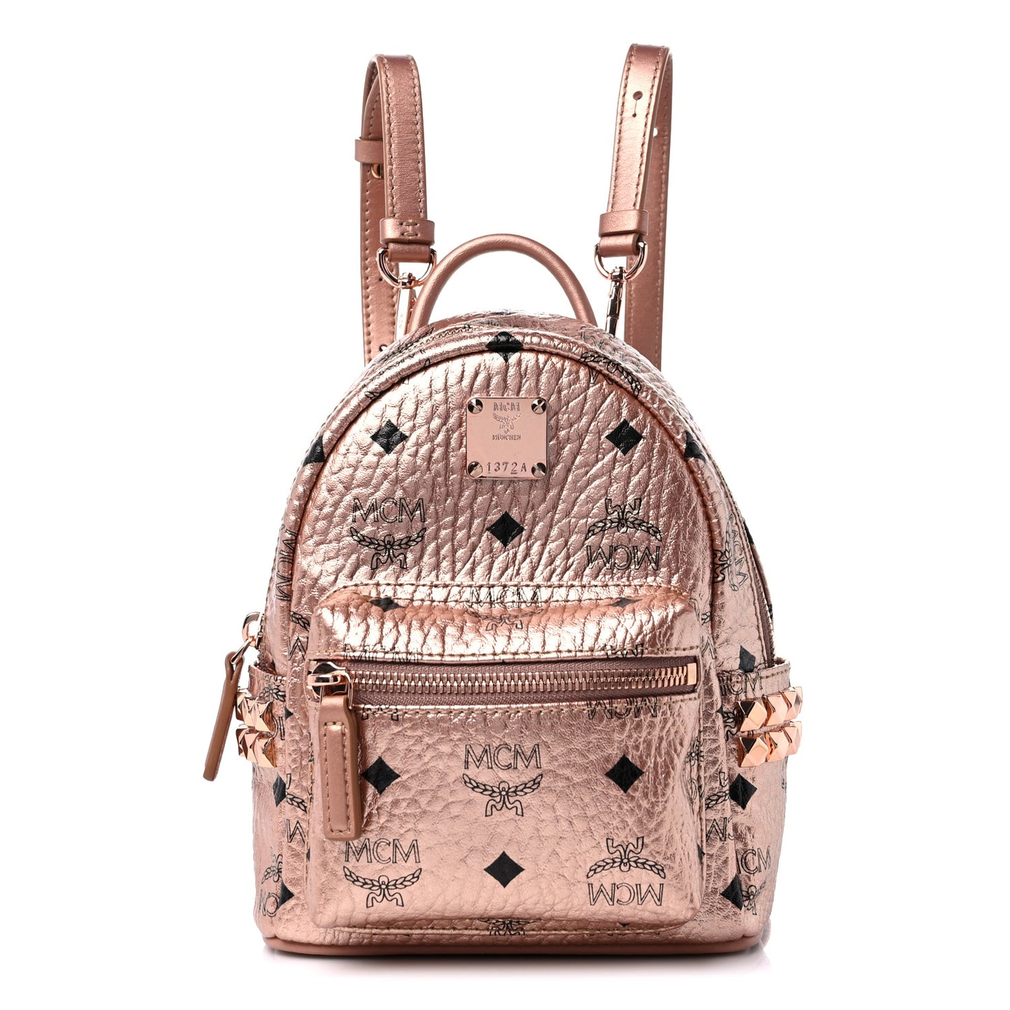 Metallic Visetos Side Stud X-Mini Stark Bebe Boo Backpack Champagne Gold