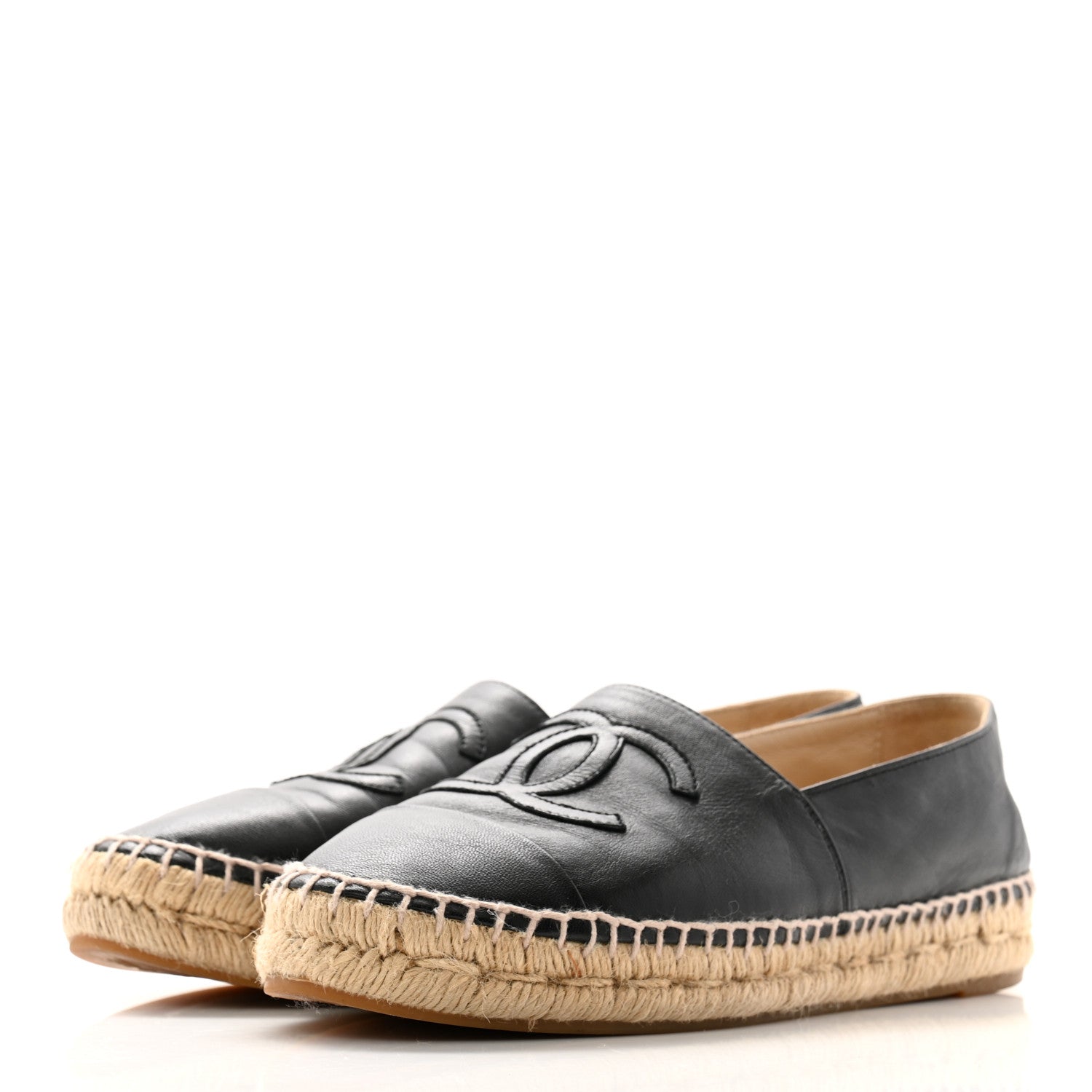 Chanel Lambskin CC Espadrilles 37 Black 3 of 9