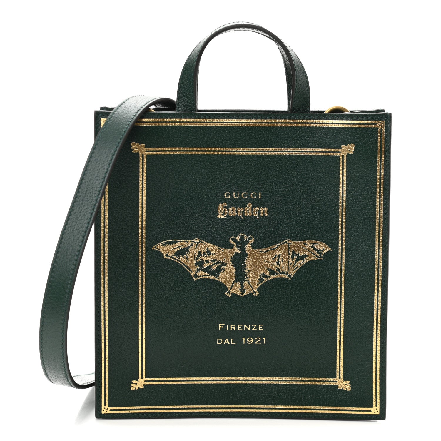 Gucci Calfskin Garden Bat Vertical Shopping Tote Green 1051135