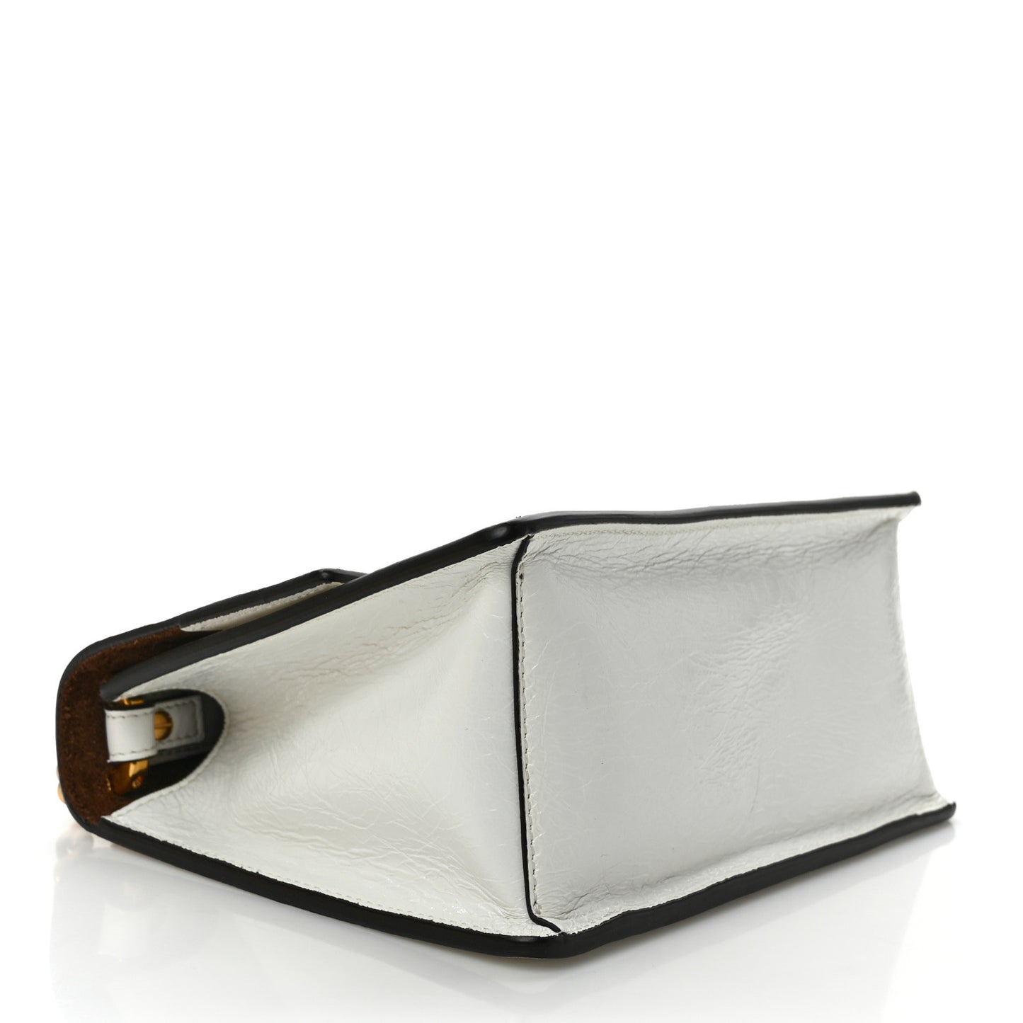 Agnello Old Shine Small Kan U Shoulder Bag White