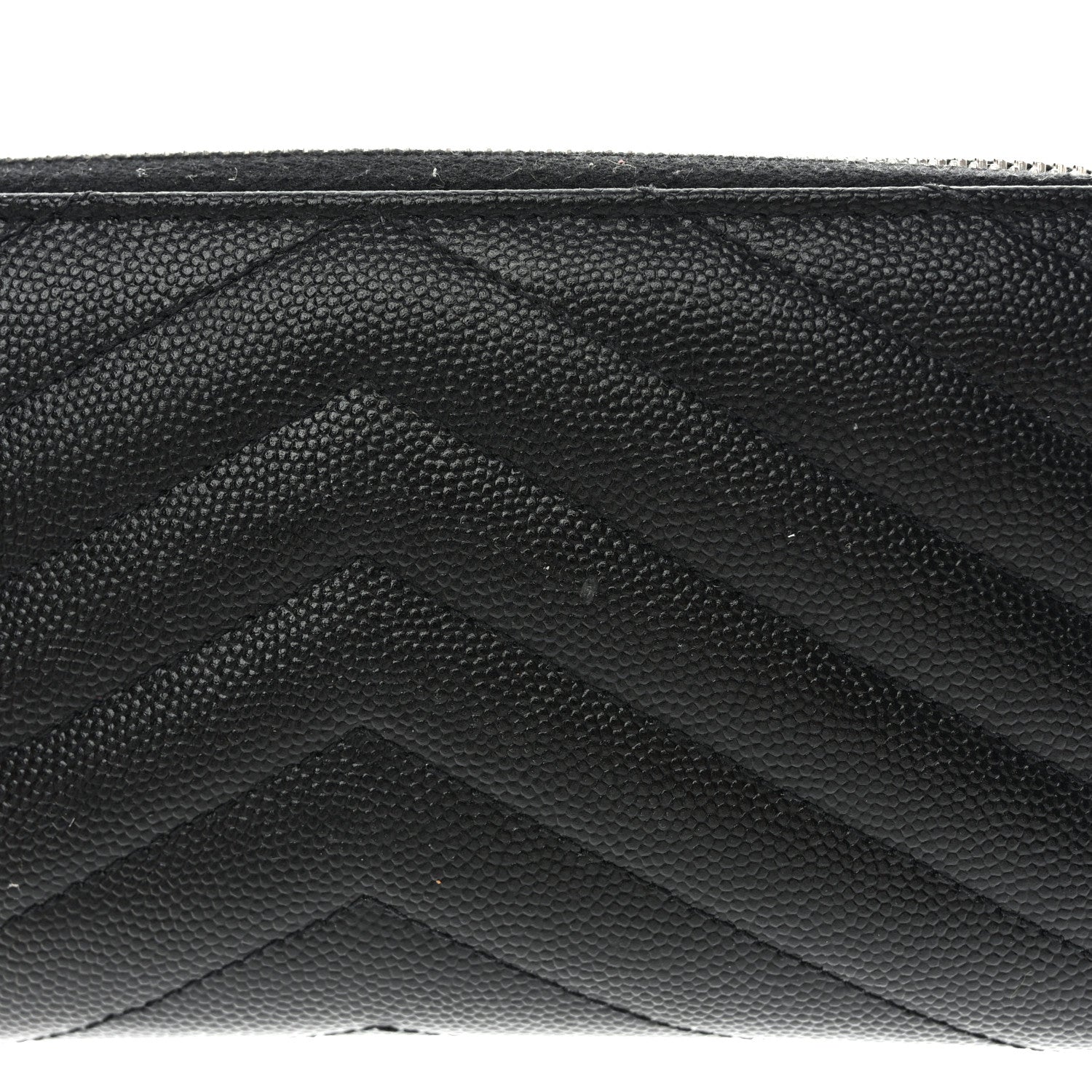 Saint Laurent Grain De Poudre Matelasse Chevron Monogram Zip Around Wallet Black 11 of 12