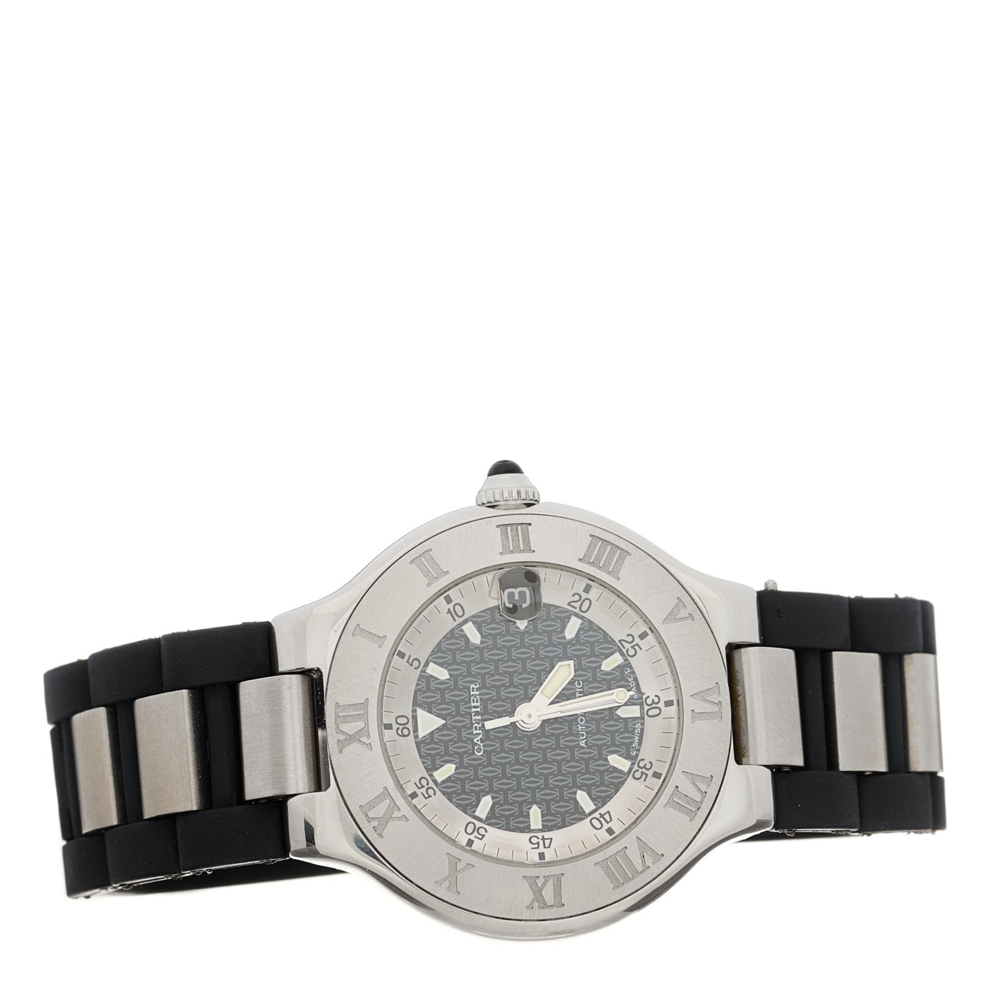 Stainless Steel Rubber 37mm Must de 21 Autoscaph Automatic Watch Black