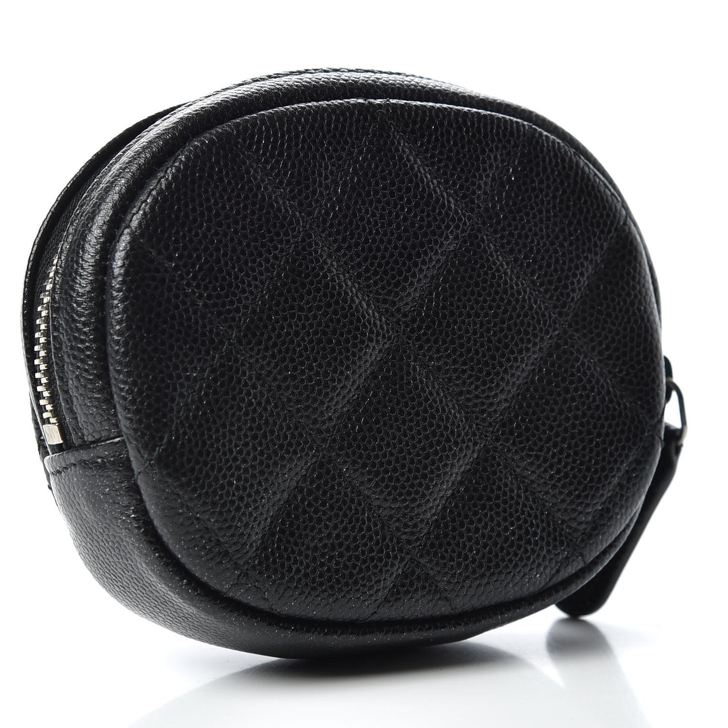 Iridescent Caviar Quilted Zip Around Classic Coin Purse Black