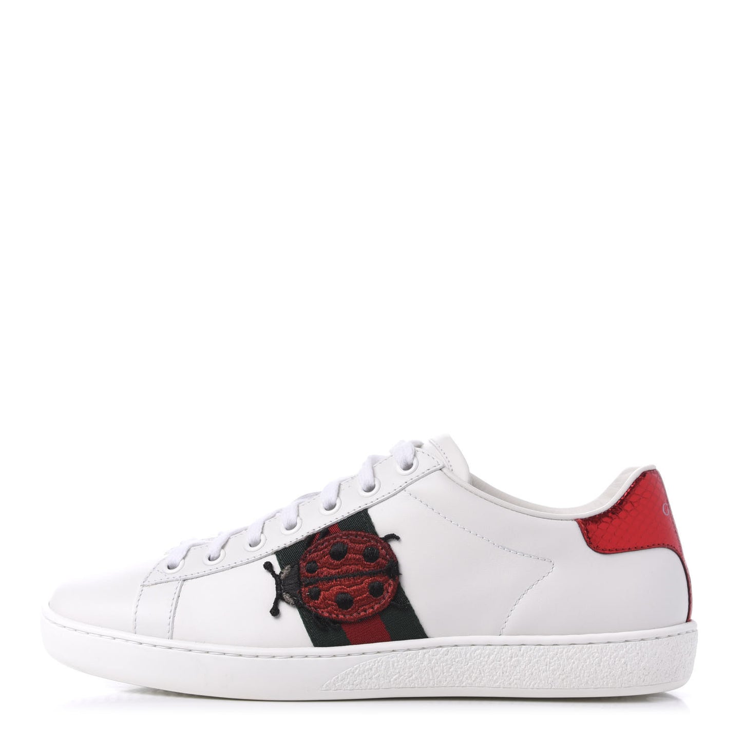 Calfskin Ayers Web Pineapple Ladybug Embroidered Womens Ace Sneakers 36.5 White