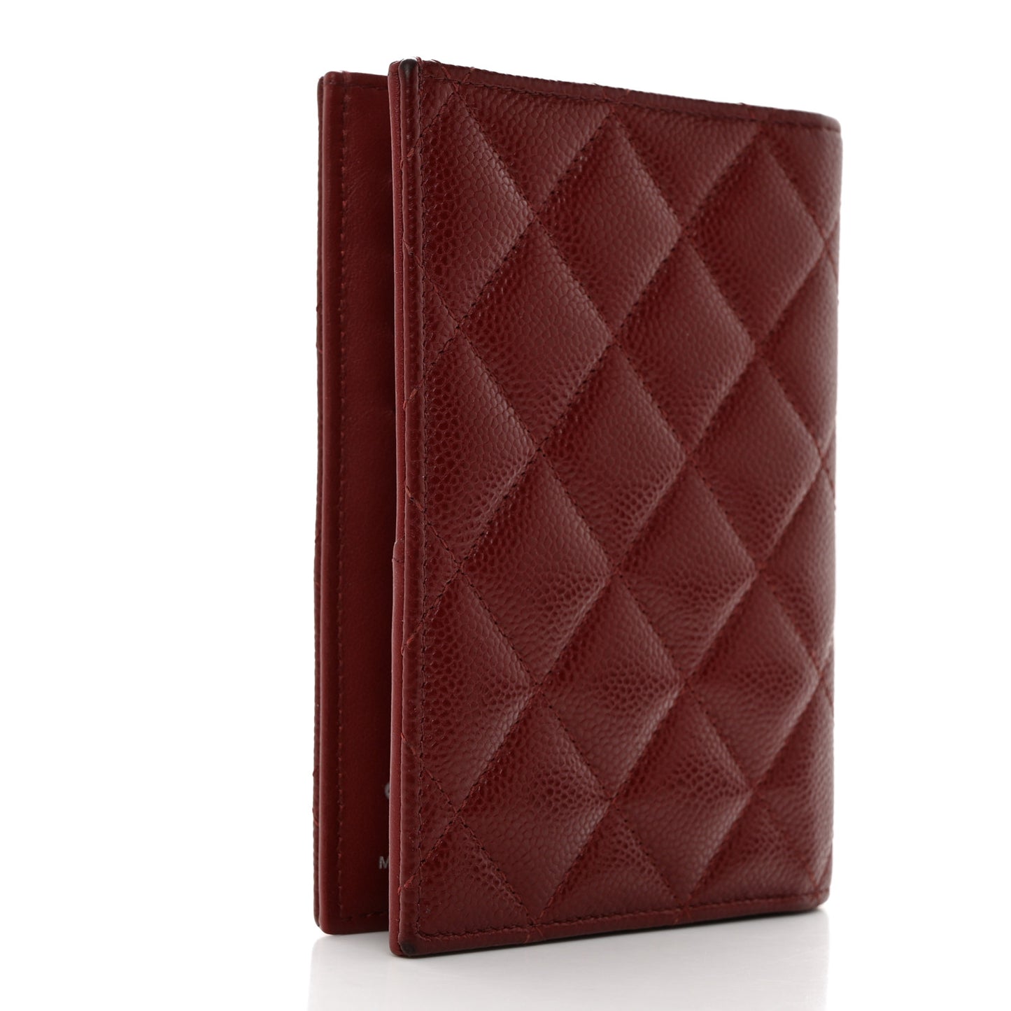 Caviar Quilted Passport Holder Burgundy
