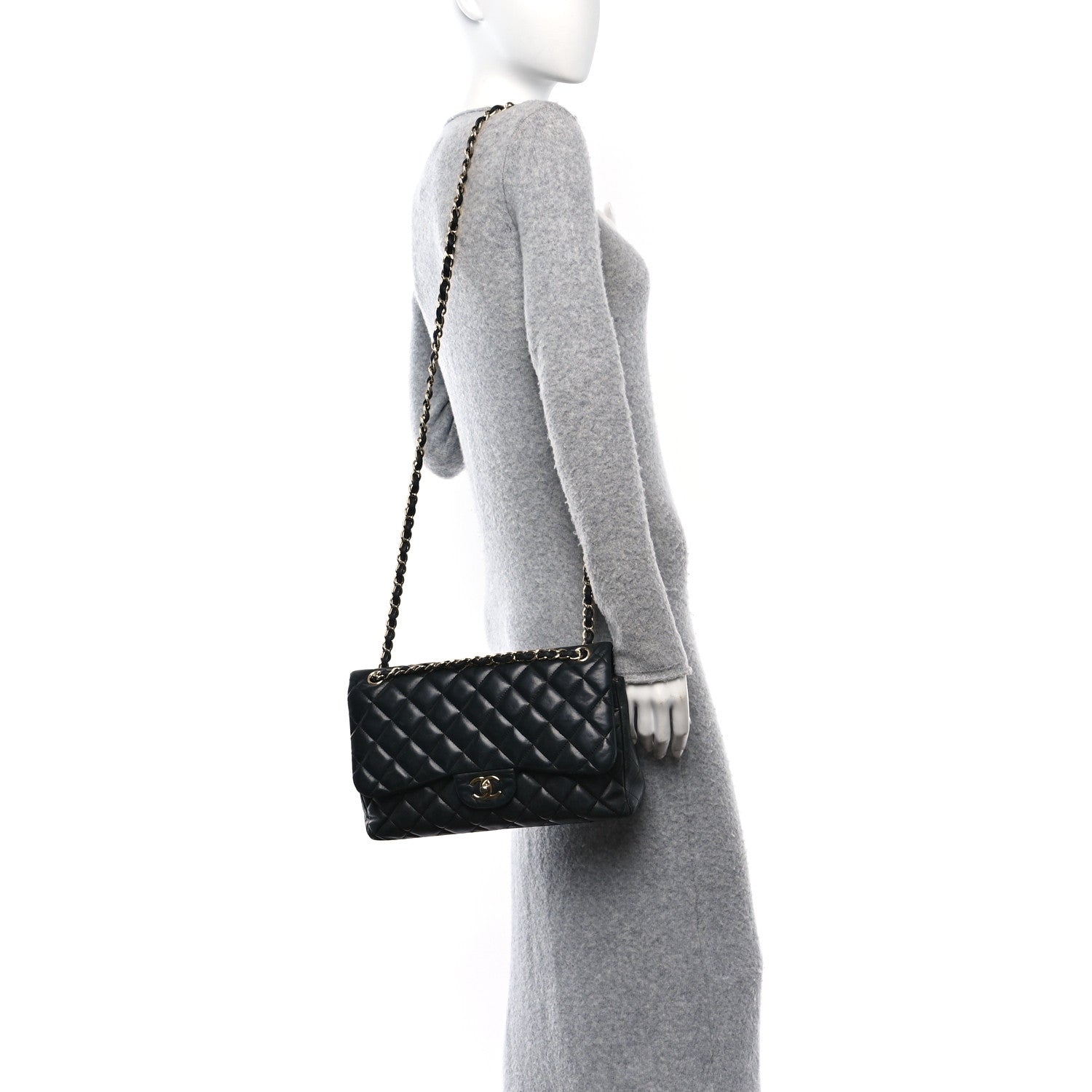 Chanel Lambskin Quilted Jumbo Double Flap Black 2 of 15