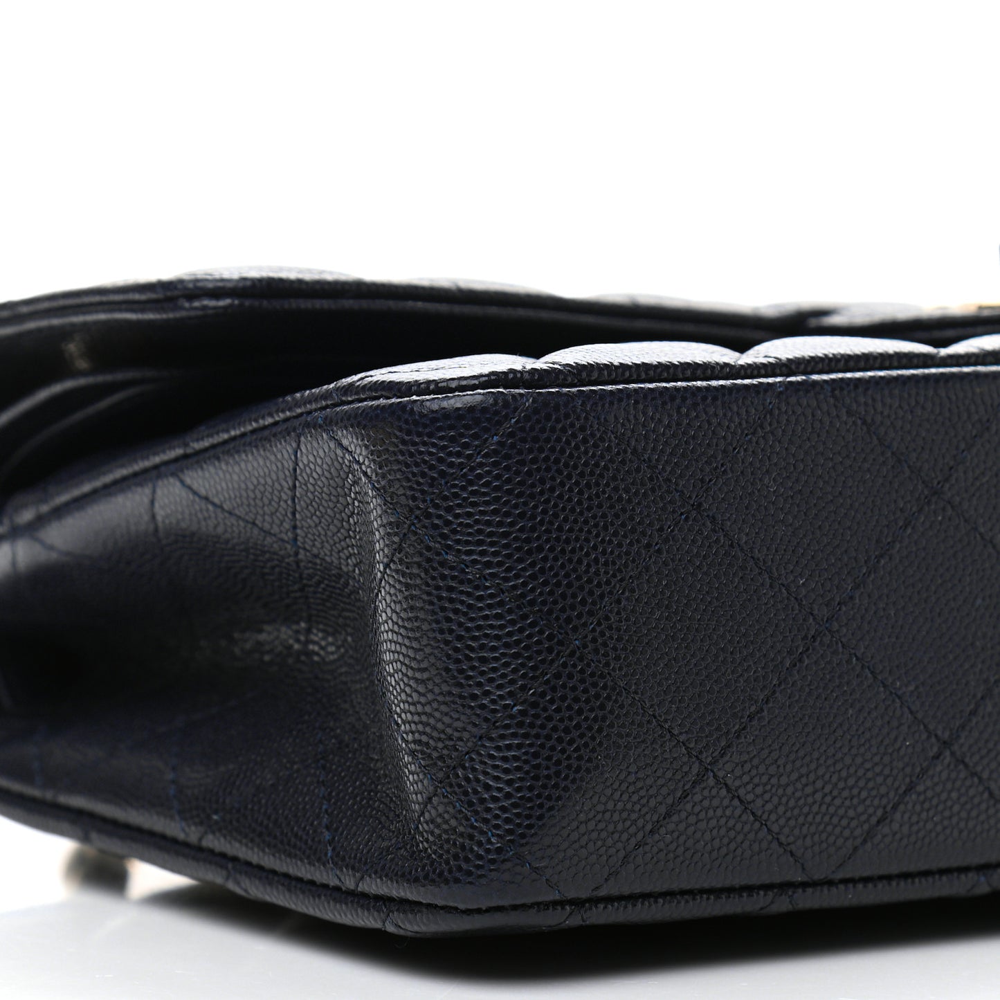 Caviar Quilted Medium Double Flap Navy