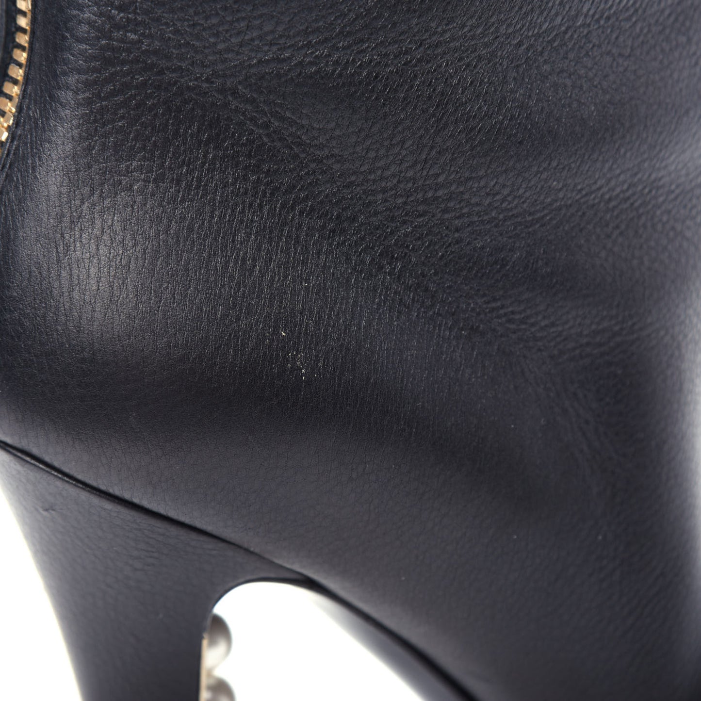 Calfskin Pearl Knee High Boots 37 Black
