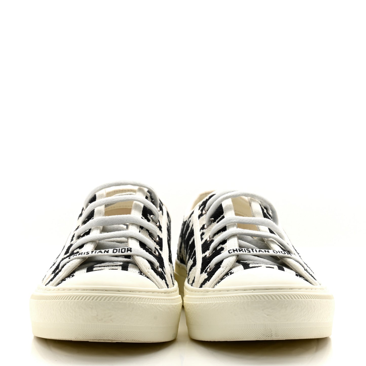 Canvas Macro Houndstooth Embroidered Womens Womens Walk'N'Dior Low Top Sneakers 39.5 White Black