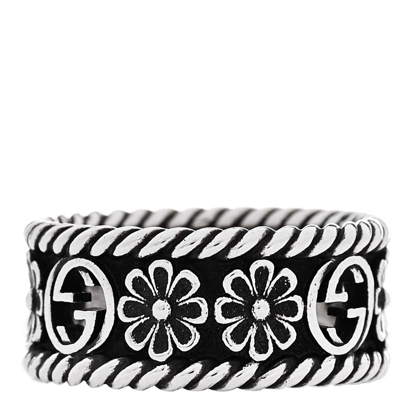 Sterling Silver Interlocking G Flower Ring 50 5.25