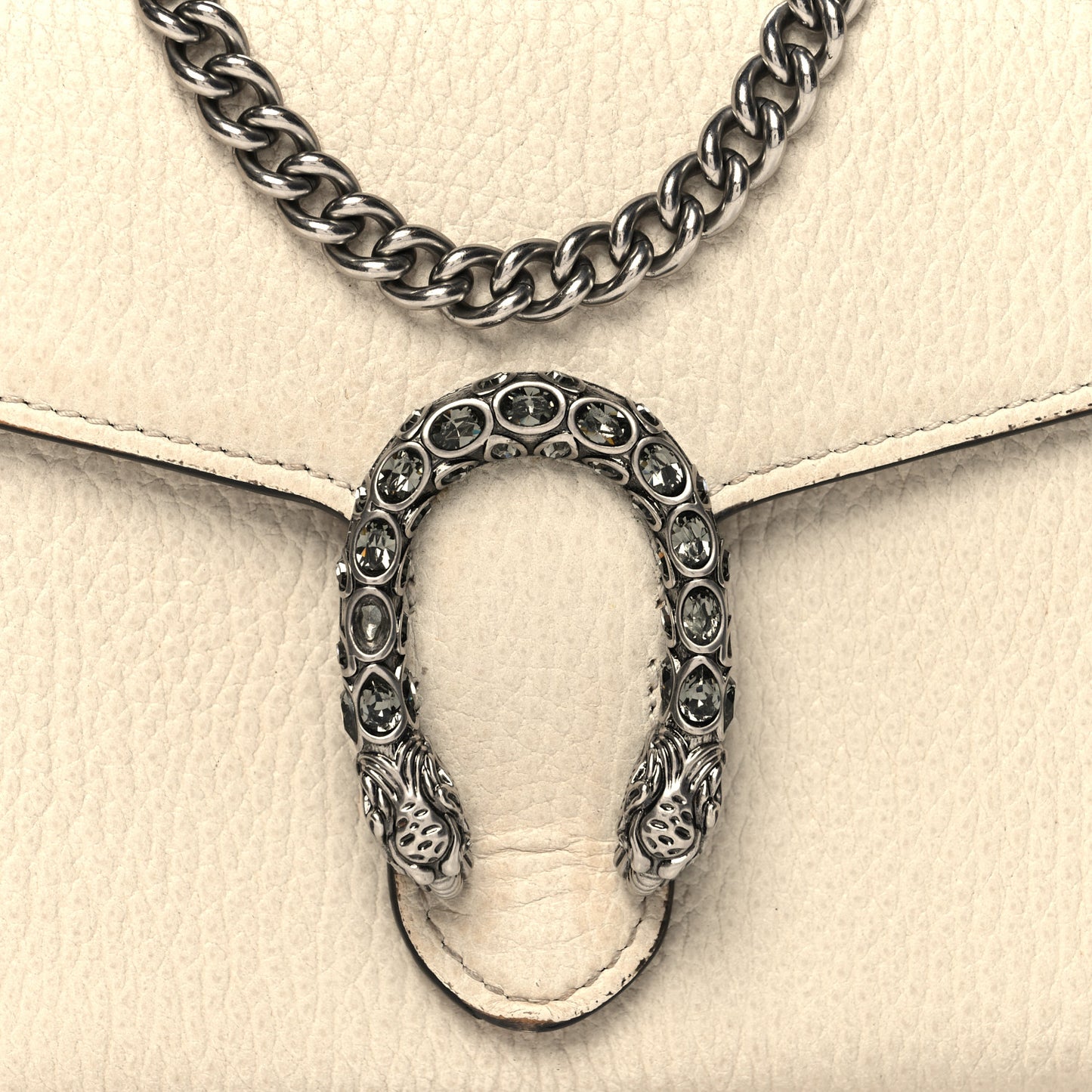 Dollar Calfskin Mini Dionysus Chain Wallet Mystic White