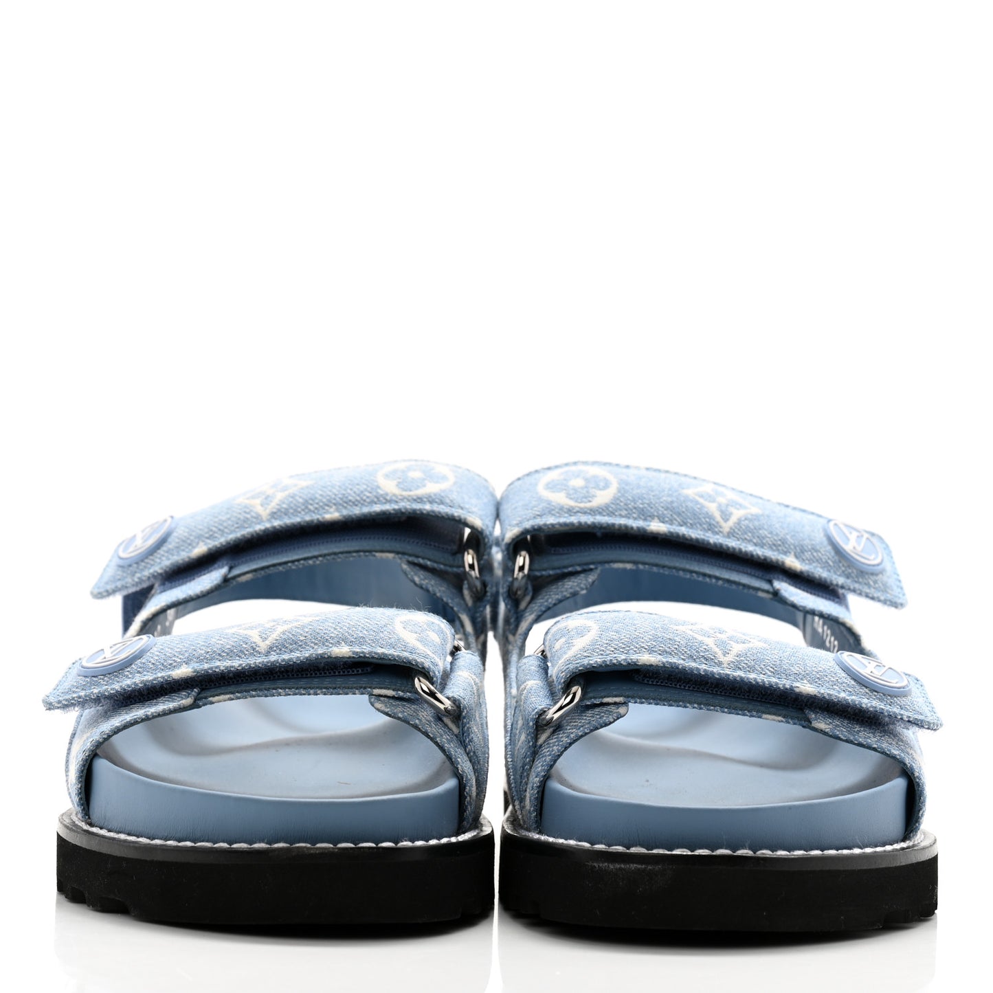 Monogram Denim Paseo Flat Comfort Sandals 38 Light Blue