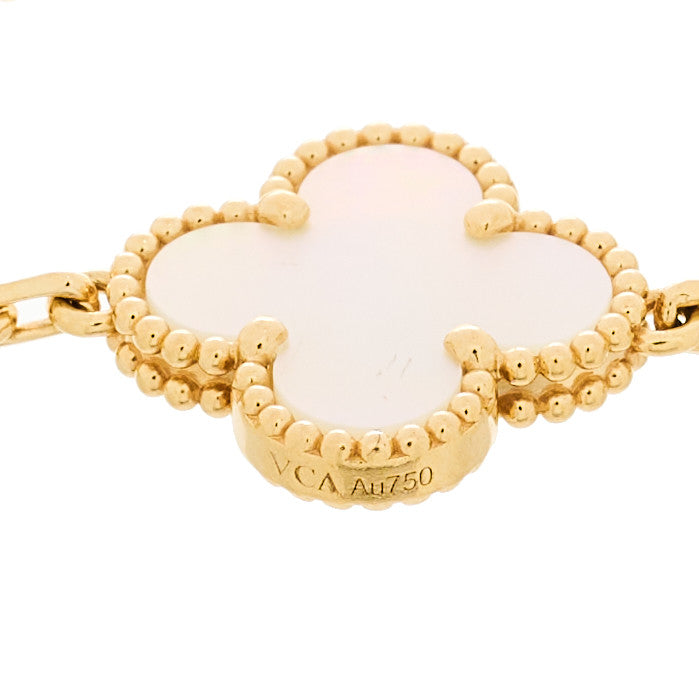 18K Yellow Gold Mother of Pearl 5 Motifs Vintage Alhambra Bracelet