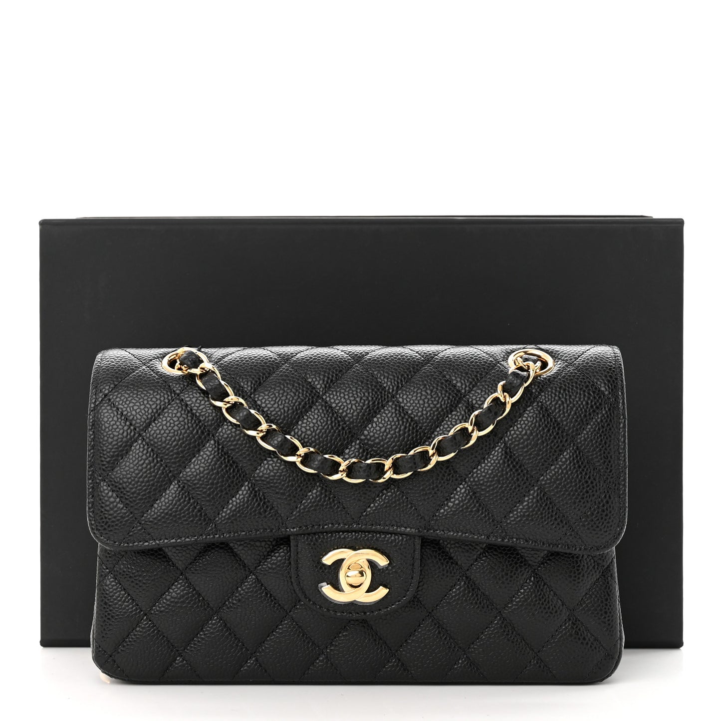 Caviar Quilted Small Double Flap Black