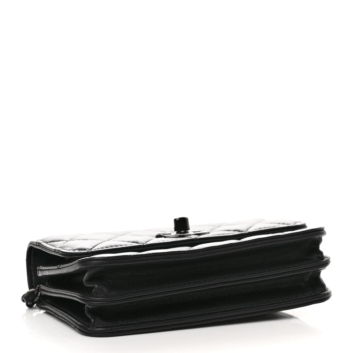 Lambskin Quilted Mini Trendy CC Wallet On Chain WOC So Black