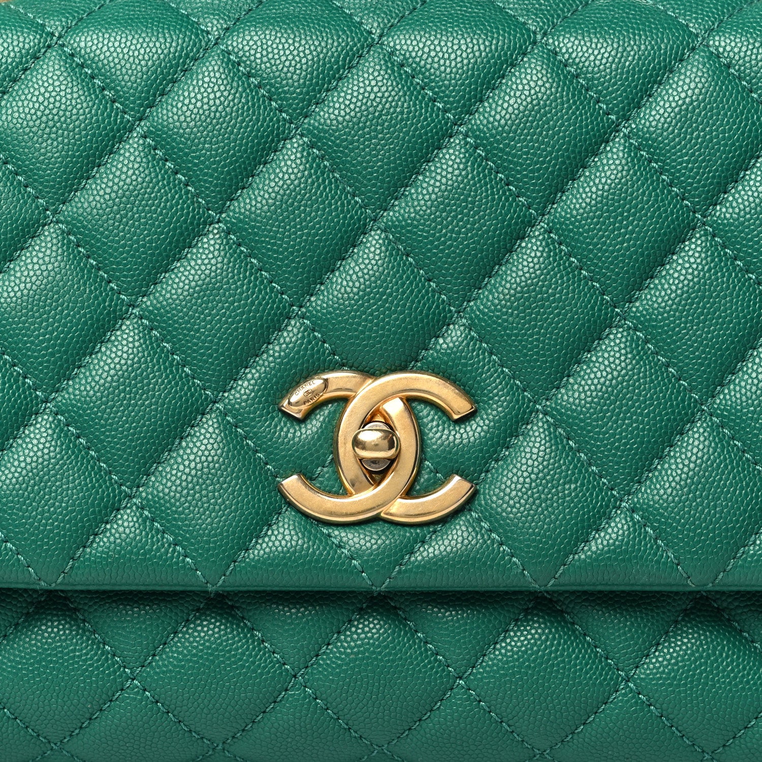 Chanel Caviar Quilted Small Coco Handle Flap Green 8 of 10