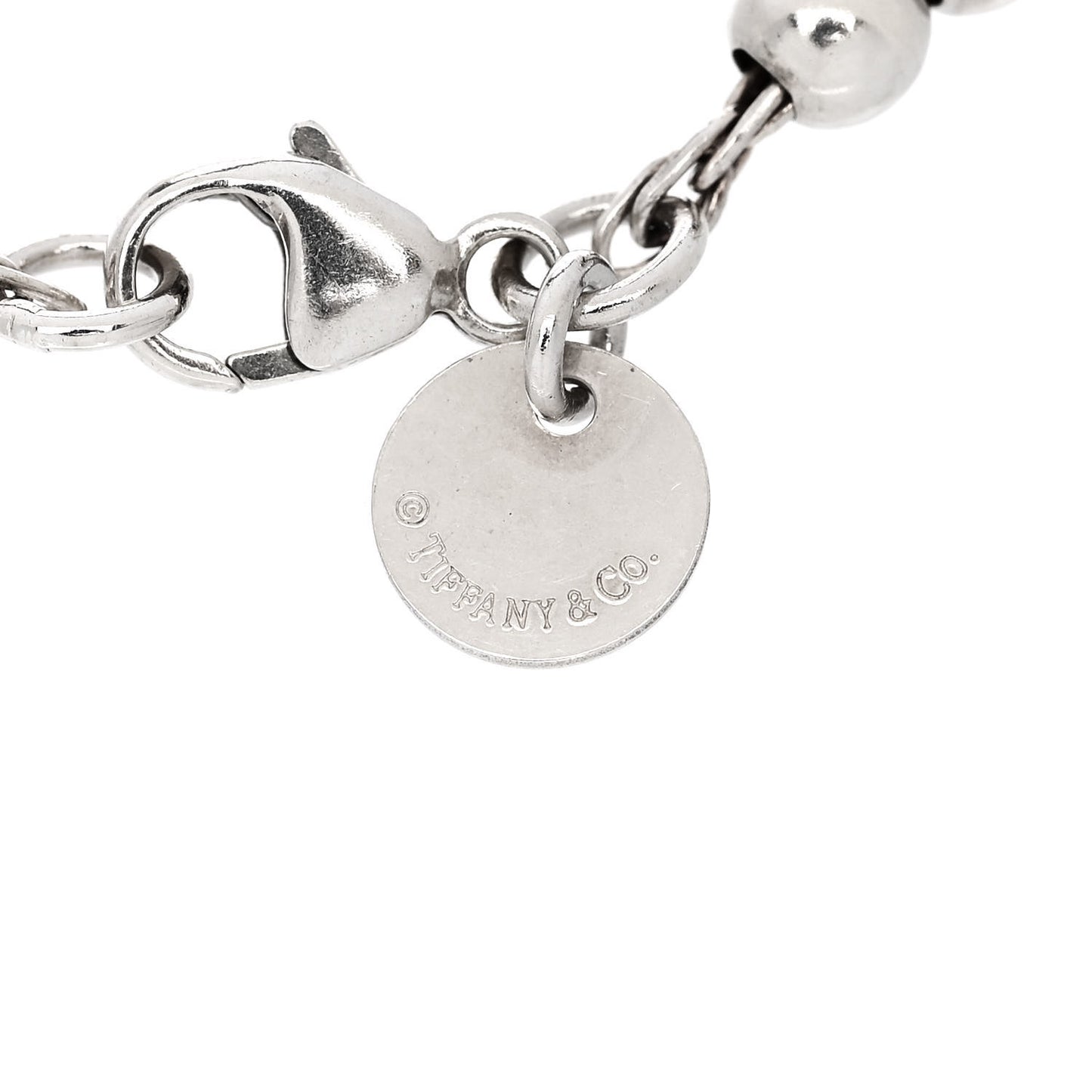 Sterling Silver Enamel 4mm Return To Tiffany Heart Tag Bead Bracelet Blue