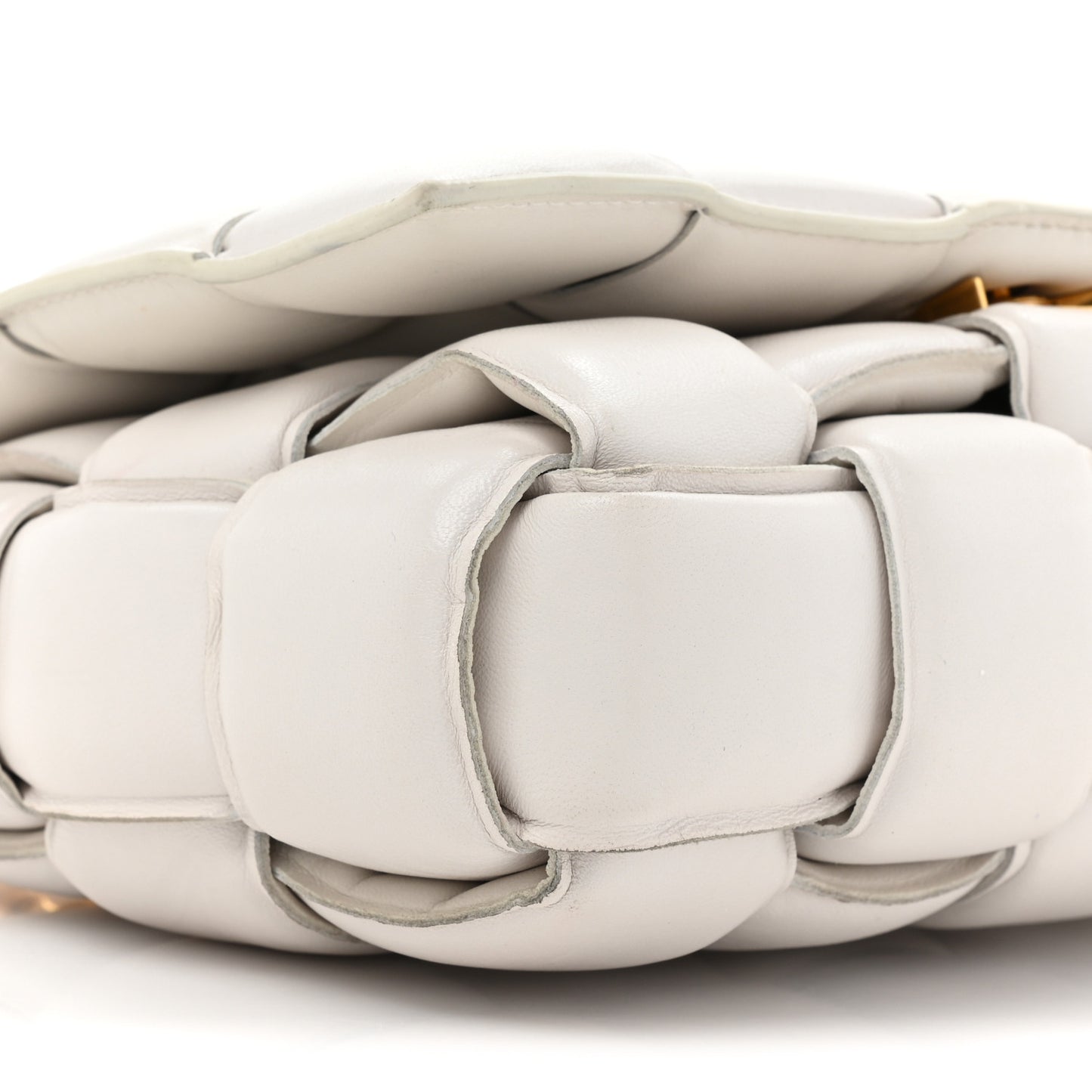 Lambskin Maxi Intreccio Padded Chain Cassette Crossbody Bag White