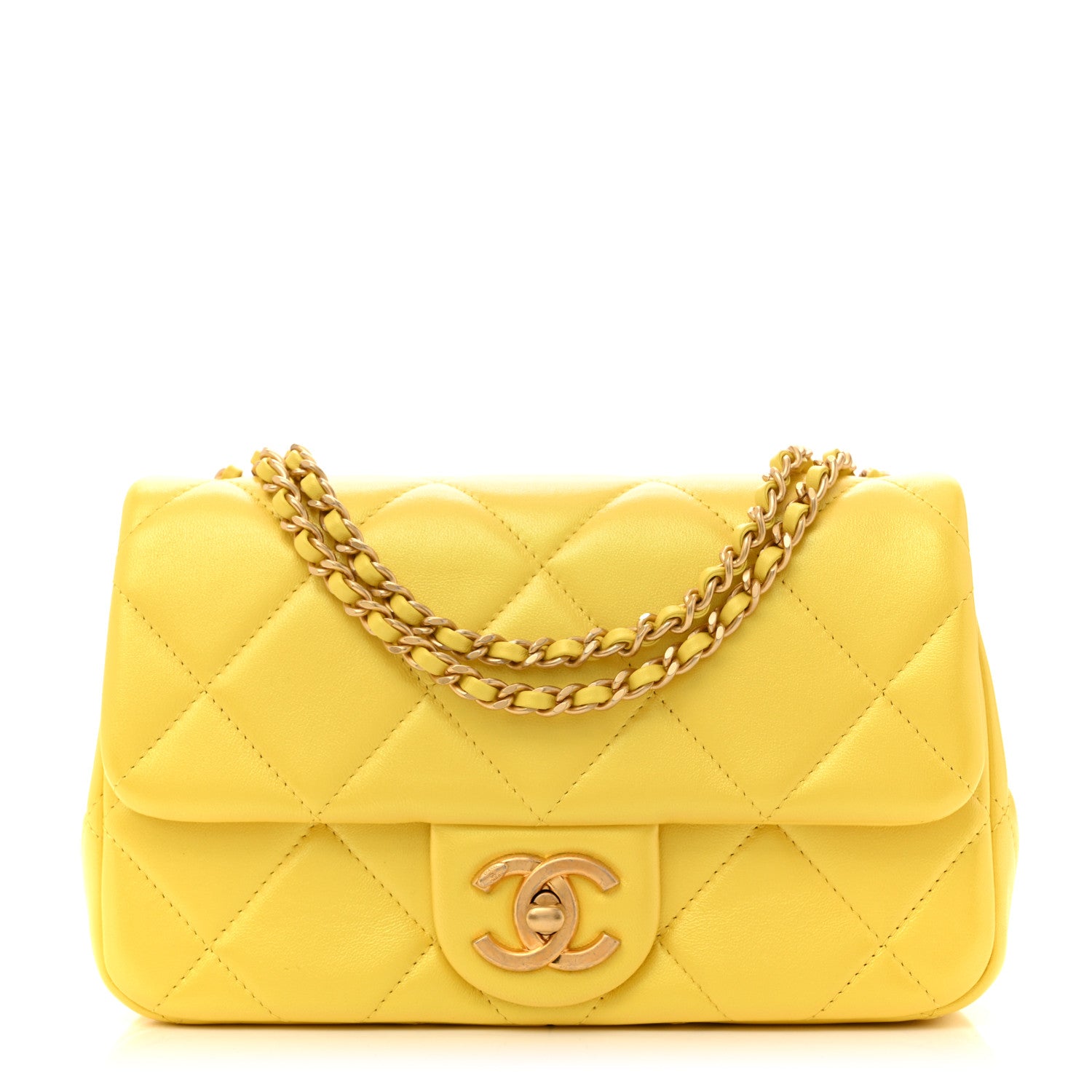 Chanel Pearly Lambskin Pearl Quilted Small Flap Yellow 1789933