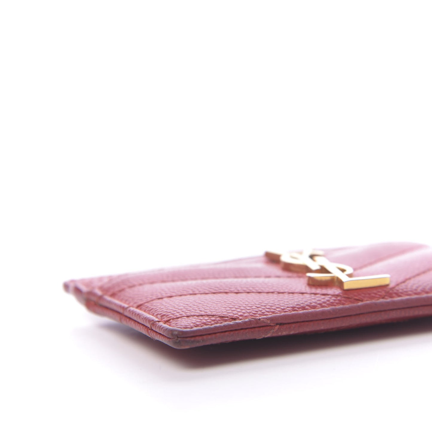 Grain De Poudre Matelasse Chevron Monogram Credit Card Case New Red