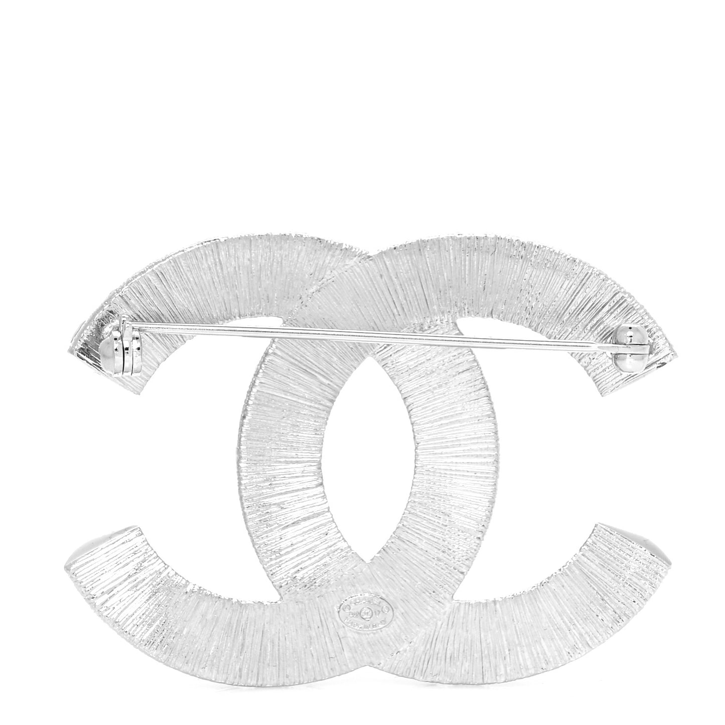 Baguette Crystal CC Brooch Silver