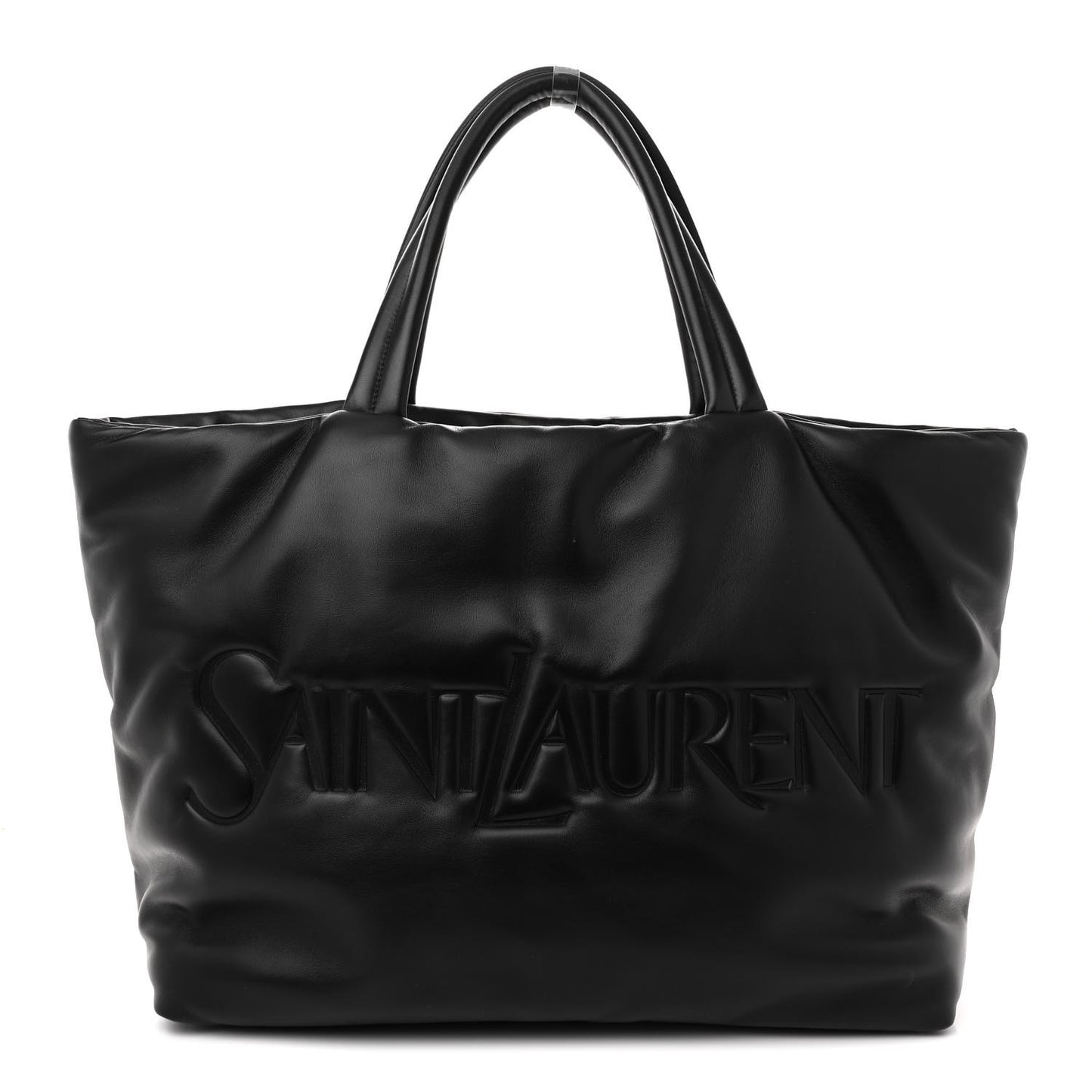 Lambskin Wide Puffer Tote Black