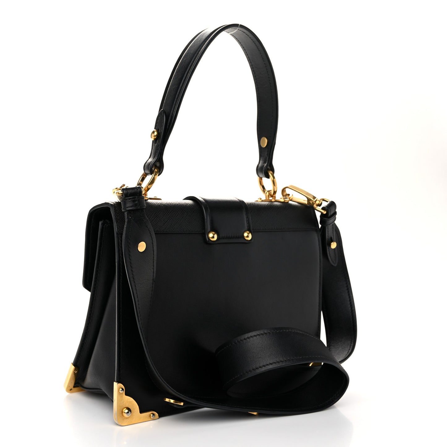City Calf Saffiano Animalier Top Handle Bag Black
