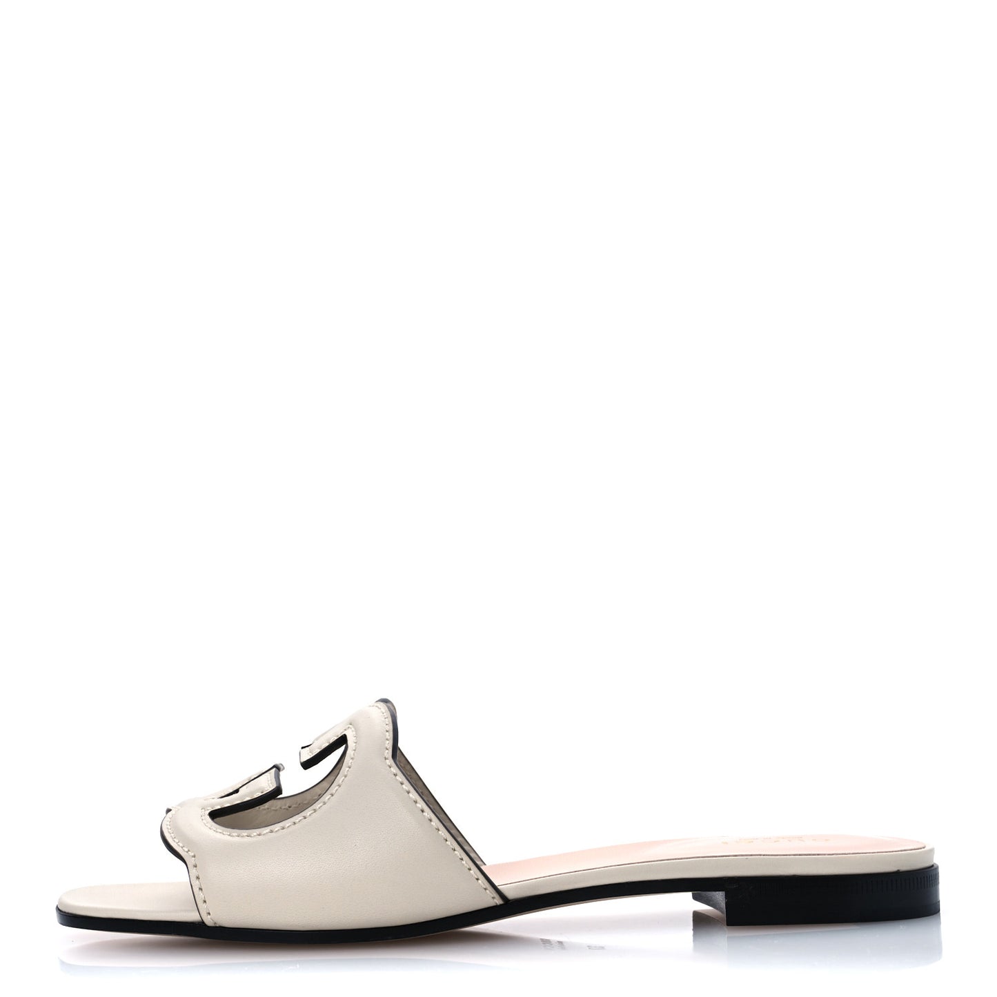 Cosmos Softy Calfskin Interlocking G Cut Out Slide Sandals 37 Mystic White