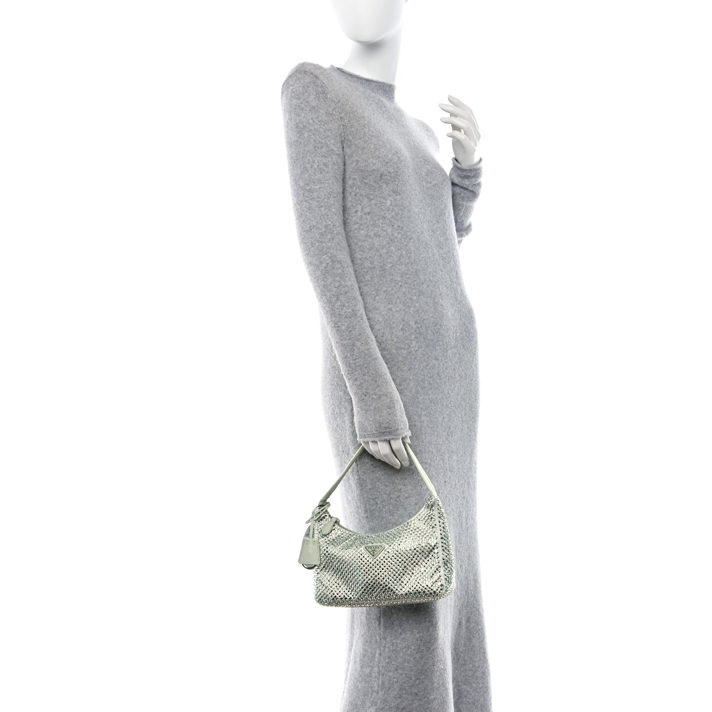 Satin Crystal Mini Re-Edition 2000 Bag Acqua