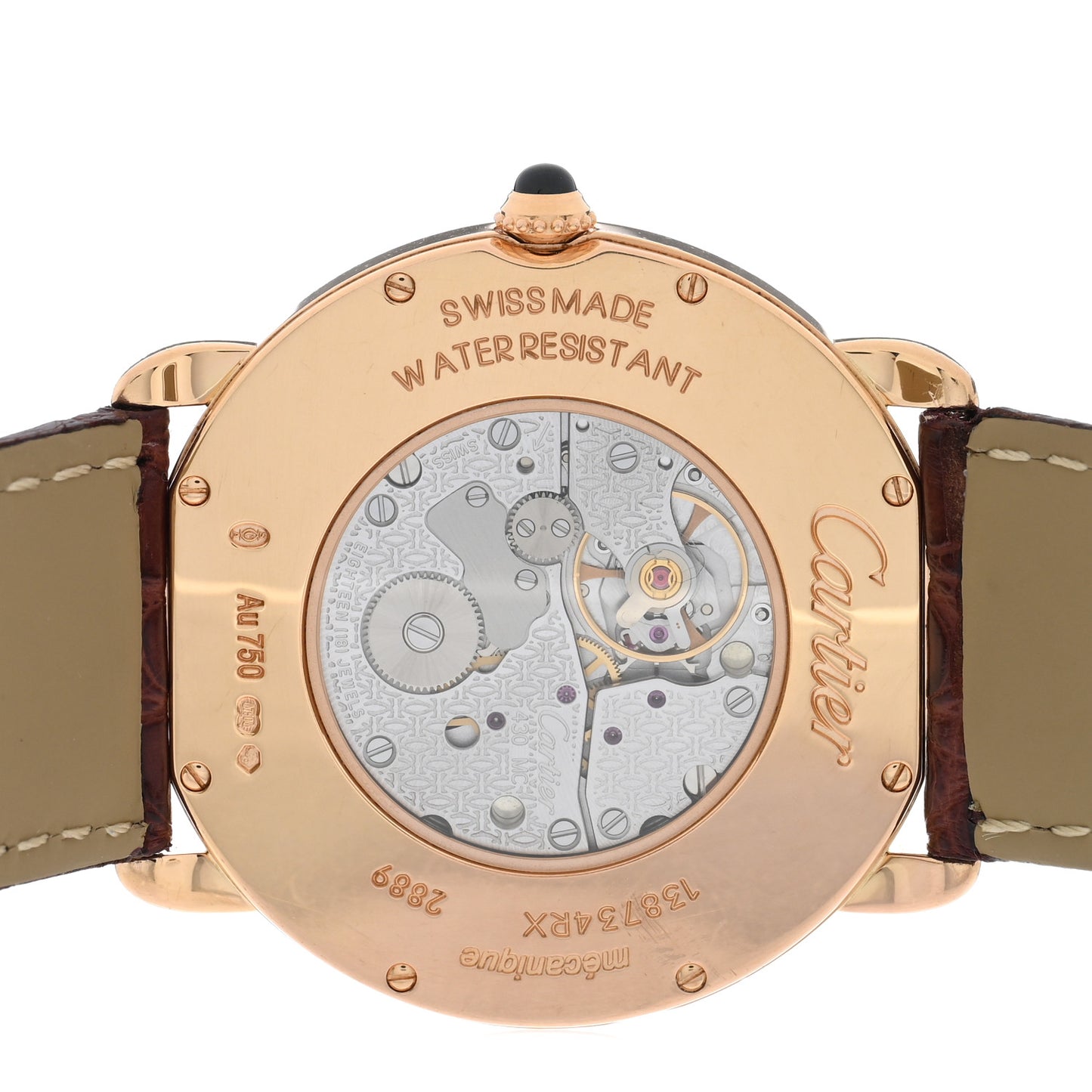 18K Pink Gold Alligator 36mm Ronde Louis Manual Winding Watch Brown