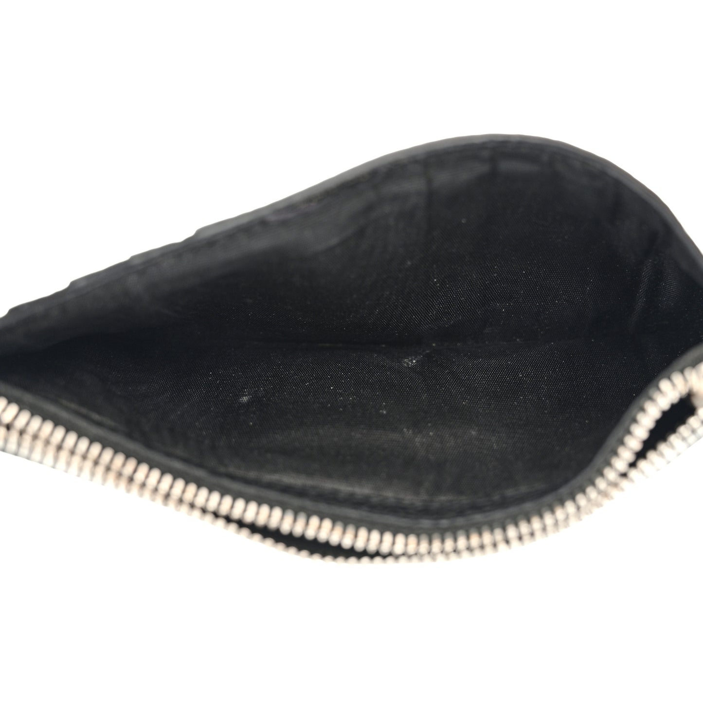 Grained Calfskin 5 Fragments Zip Pouch Card Holder Black