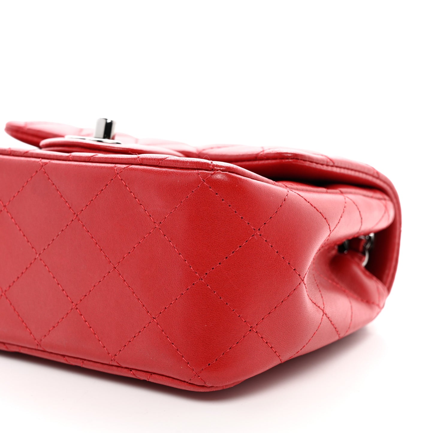 Lambskin Quilted Mini Square Flap Red