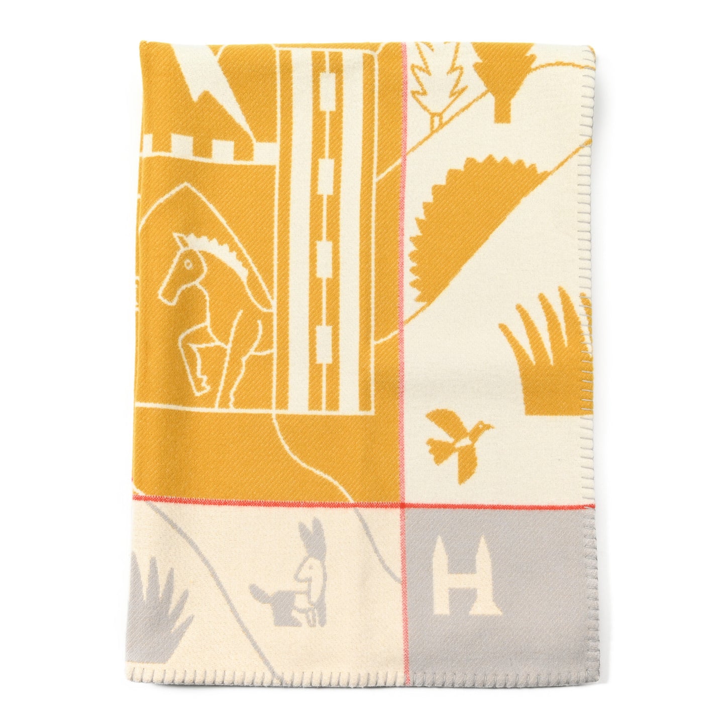 Wool Cashmere Avalon Epopee Blanket Jaune Miel Gris Perle