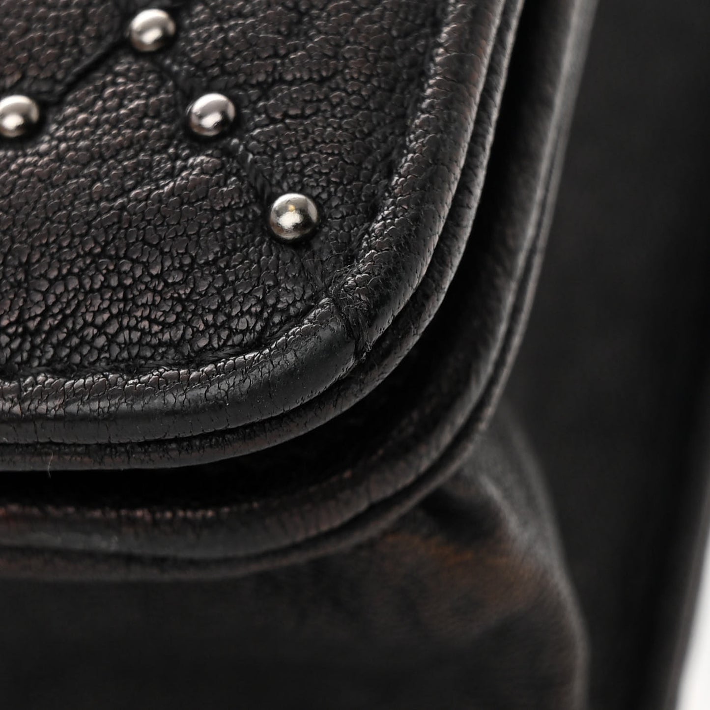 Crumpled Lambskin Studded Paris Dallas Wallet On Chain WOC Black