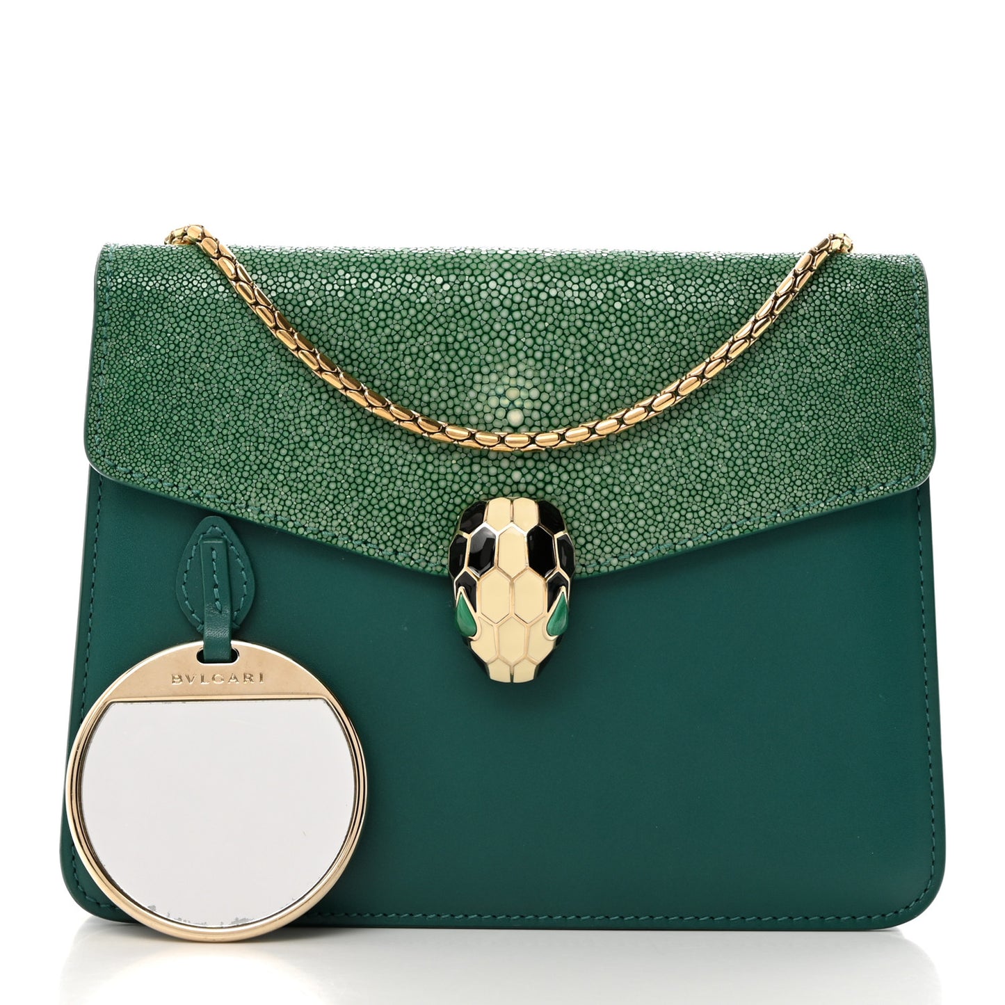 Galuchat Calfskin Serpenti Forever Crossbody Bag Green