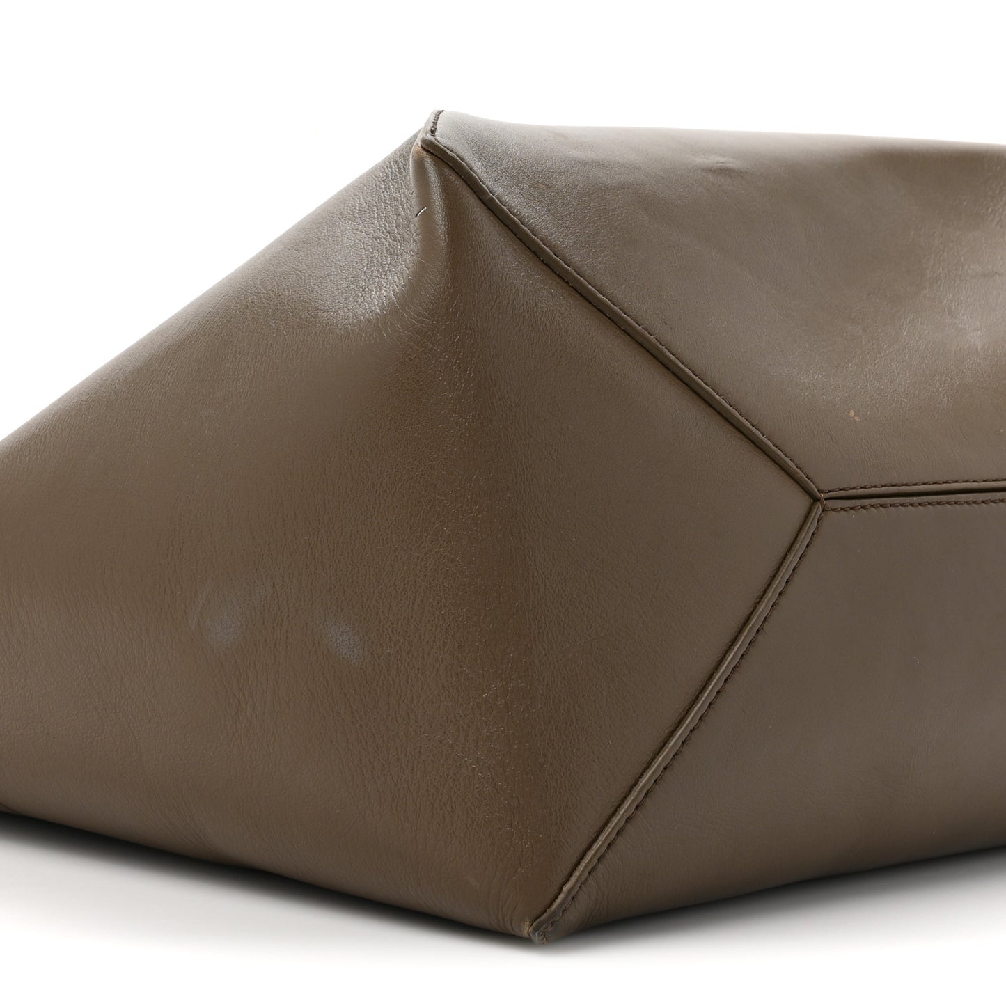 Shiny Calfskin Large Puzzle Fold Tote Umber Hunter Green